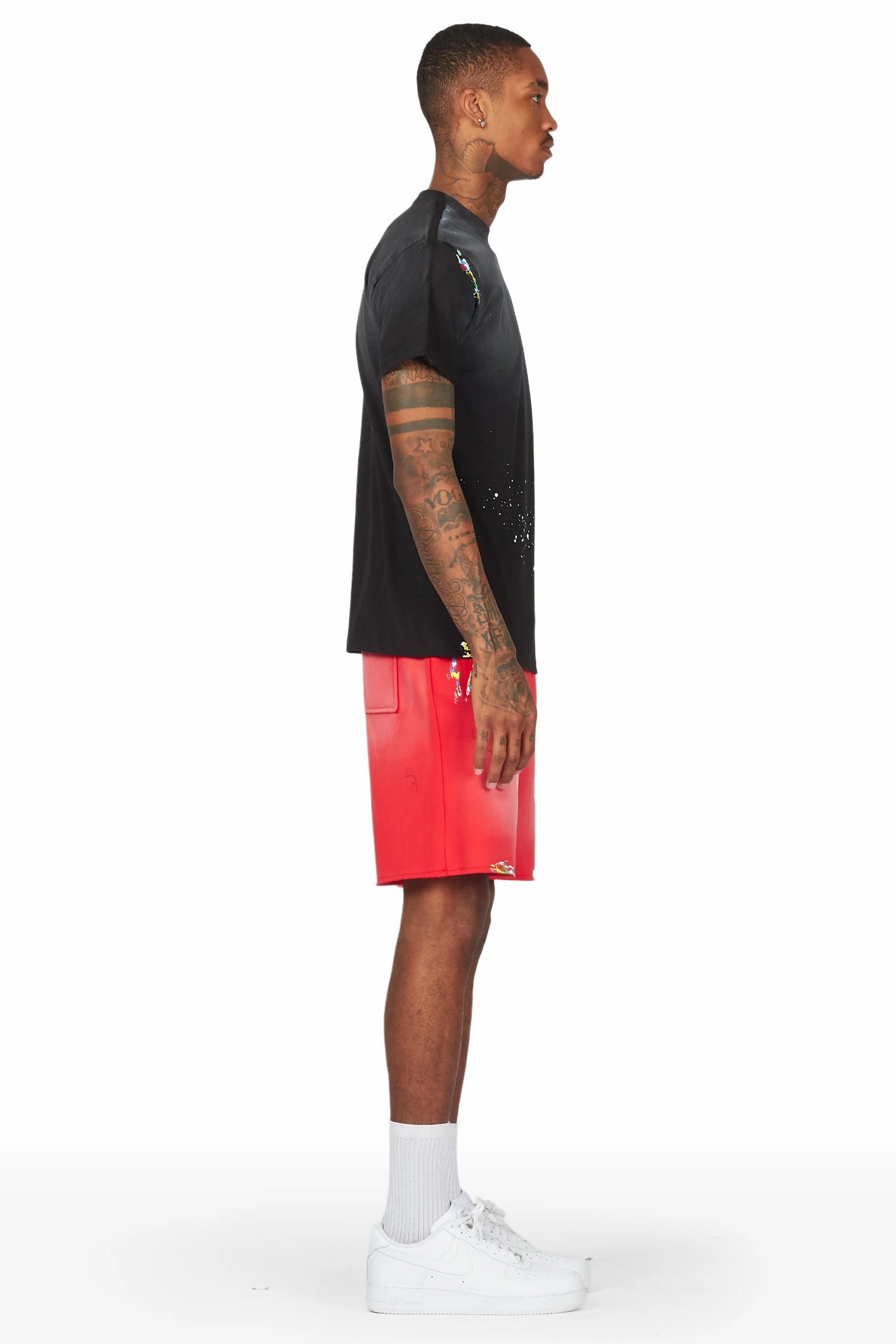 Rockstar Art Dist. Black/Red T-Shirt Short Set