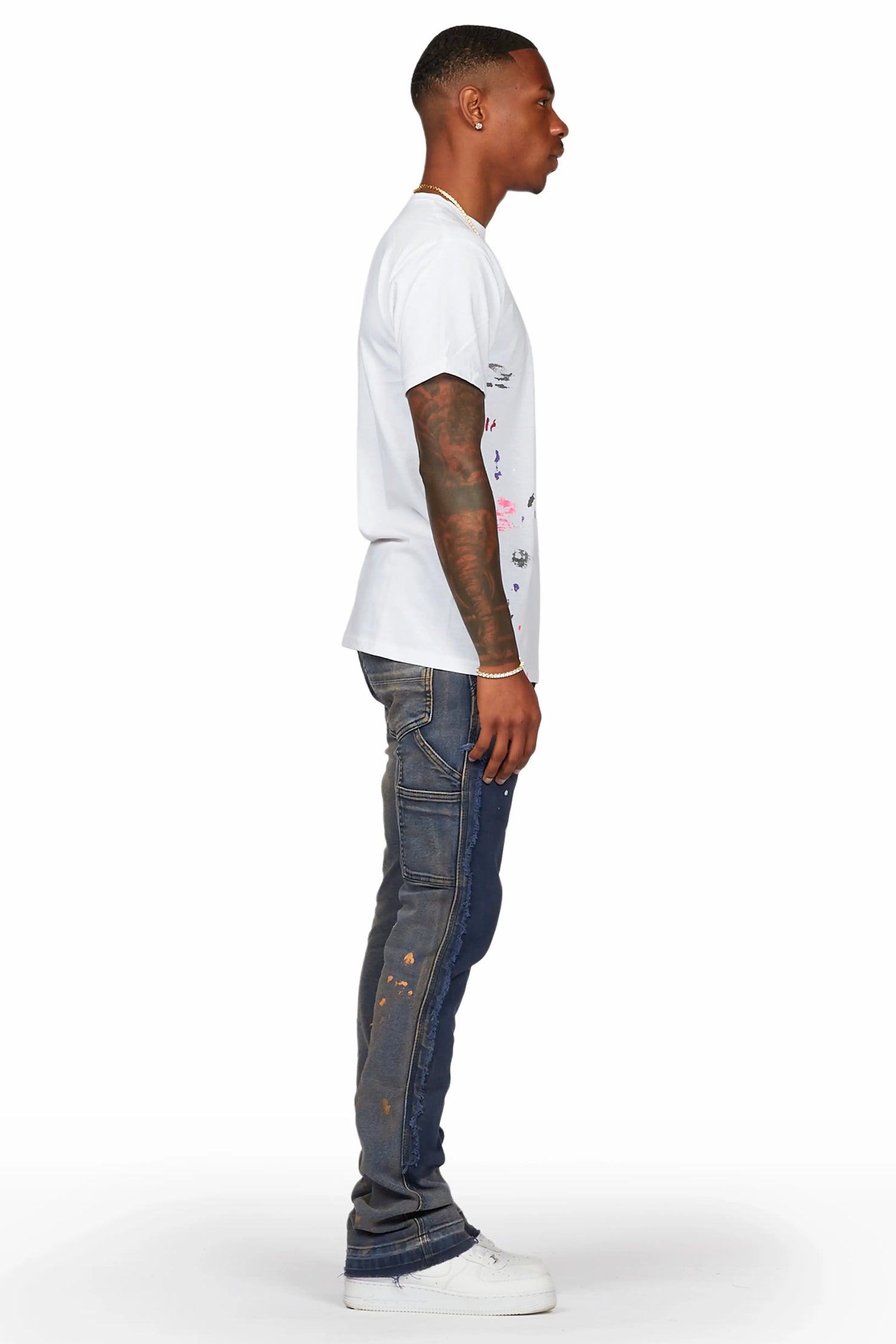 Serrano Navy Stacked Flare Jean