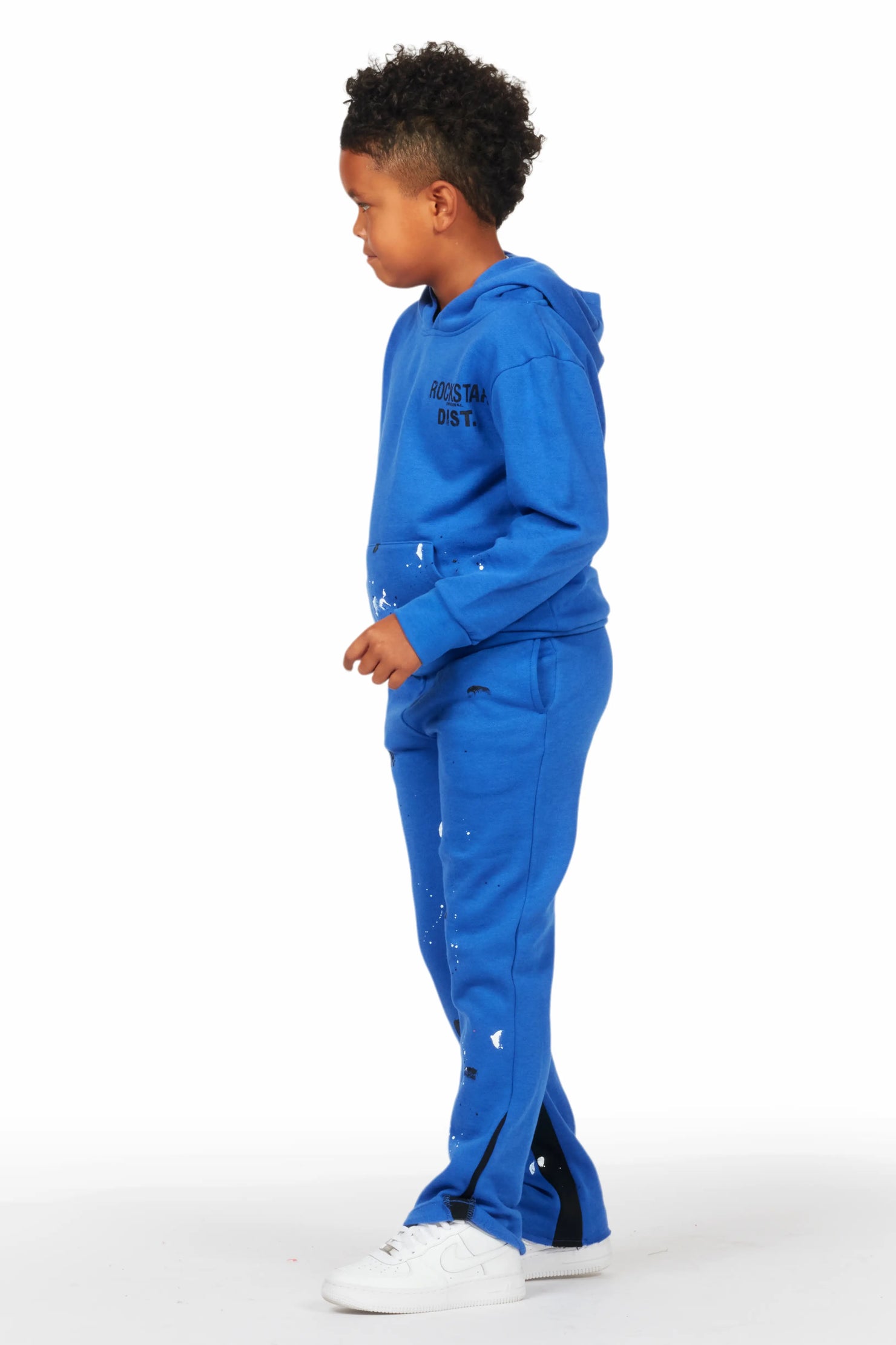 Boys Jaco Royal Hoodie Stacked Flare Track Set