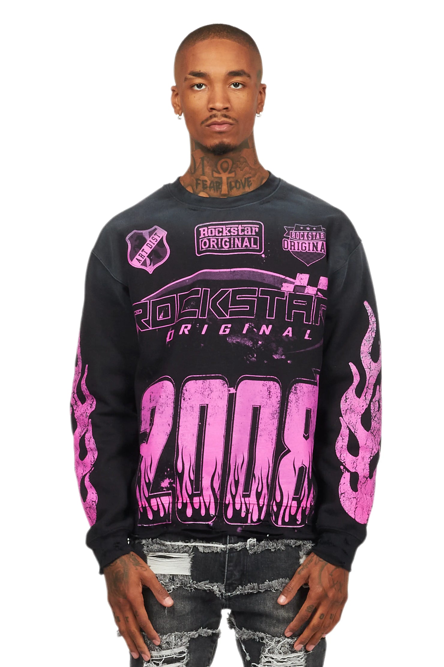 Amos Black/Pink Graphic Crewneck