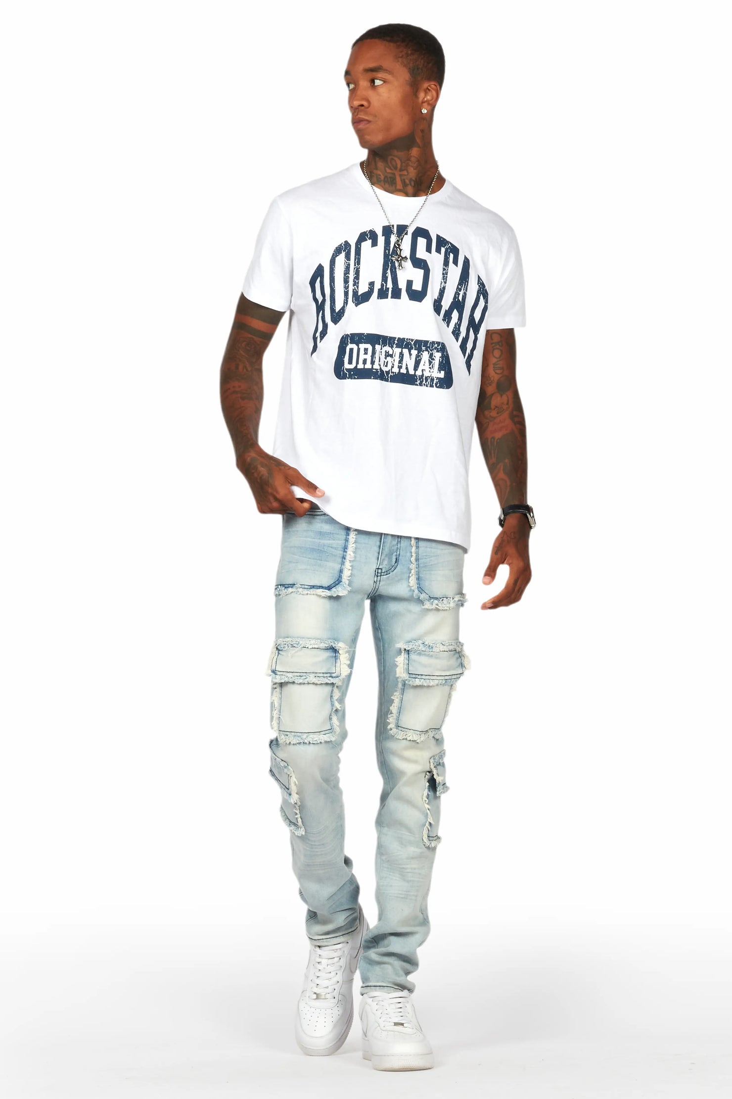 Tyrell Blue Skinny Fit Cargo Jean