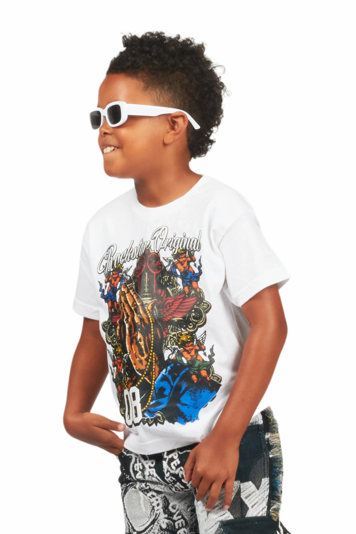 Boys Jaylen White Graphic T-Shirt