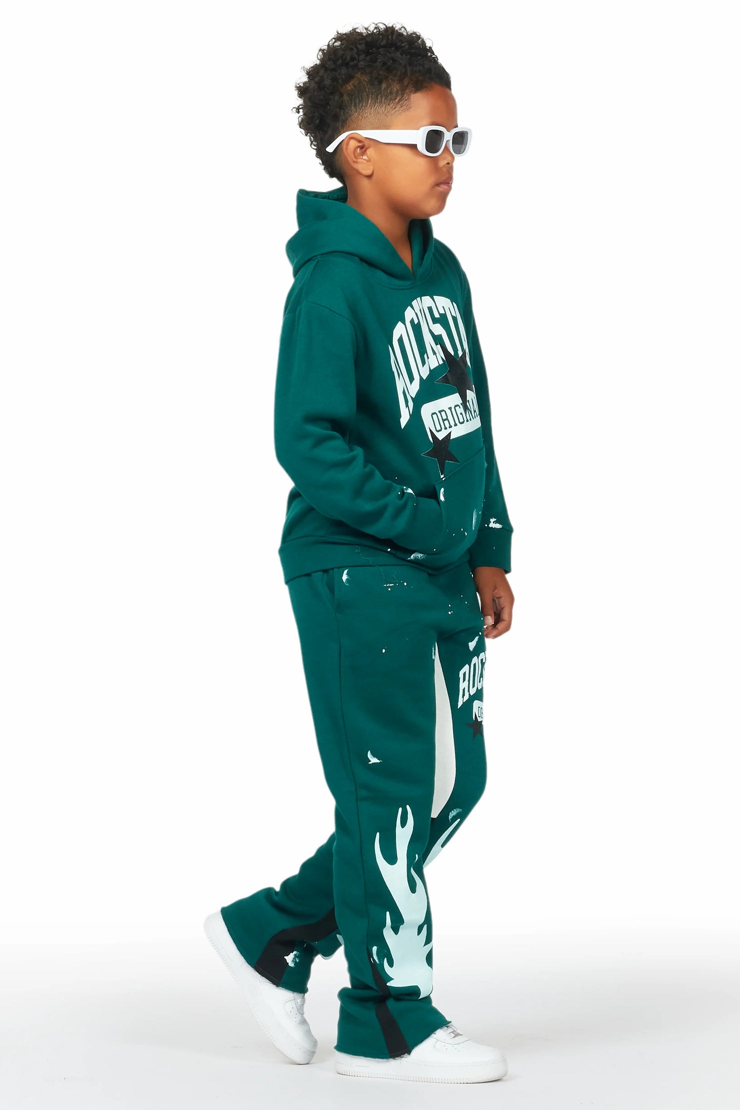 Boys Malie Dark Green Baggy Fit Pant Set