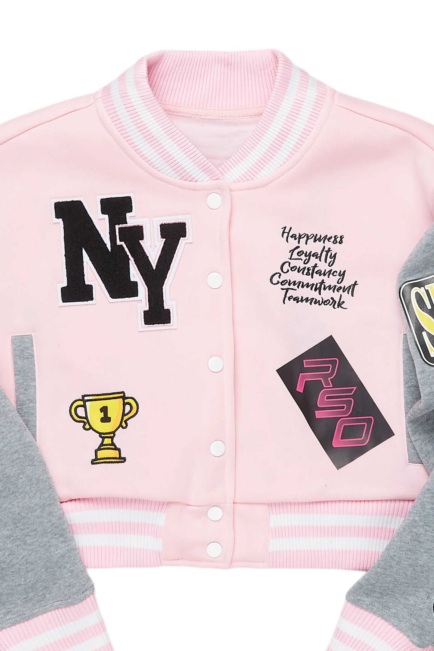 Khadera Pink Varsity Jacket