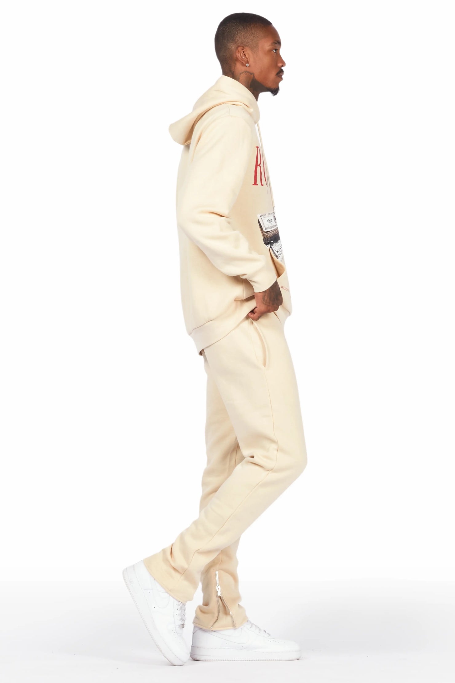 Dayte Nite Beige Slim Fit Track Set