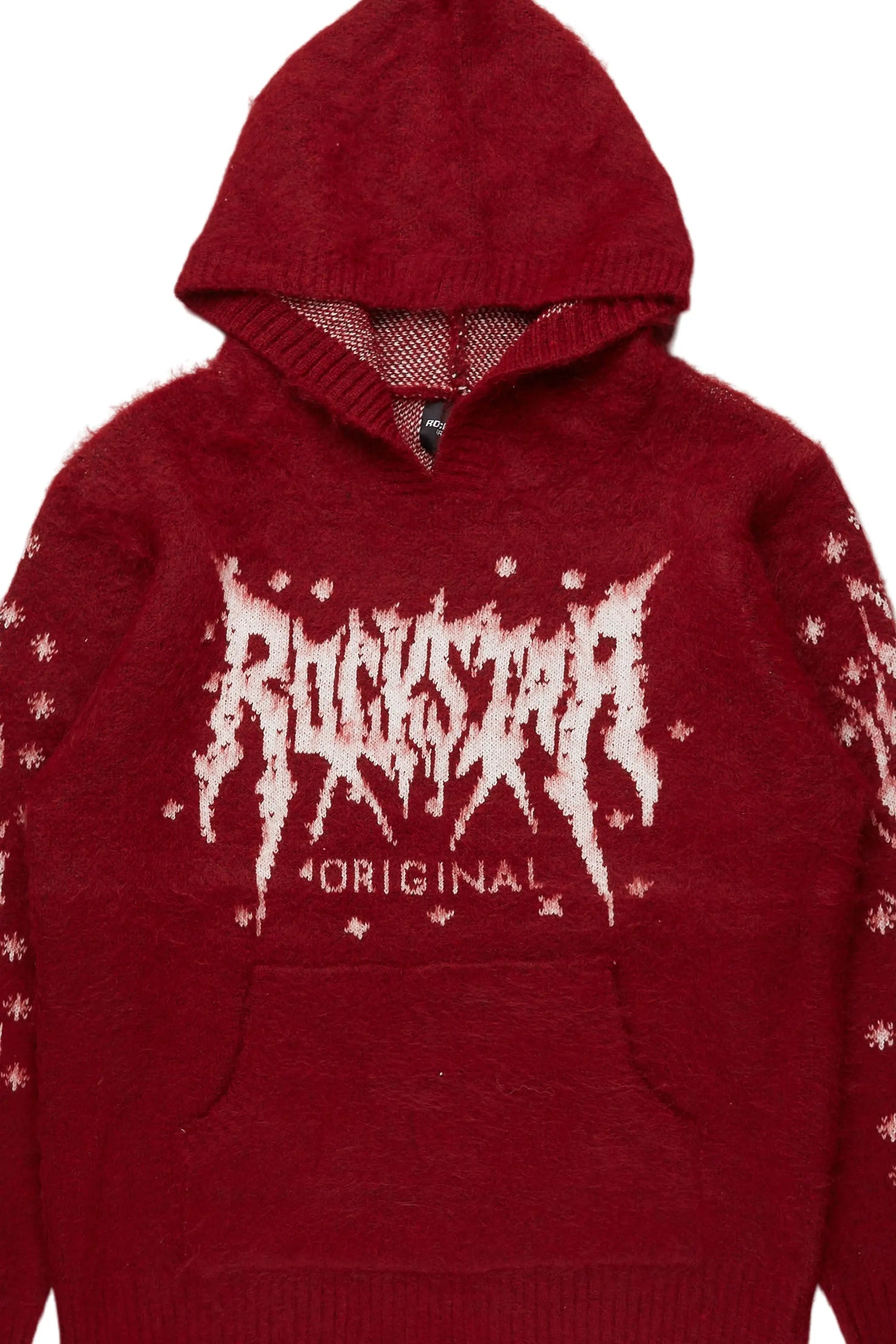 Raymond Red Graphic Knitted Mohair Hoodie