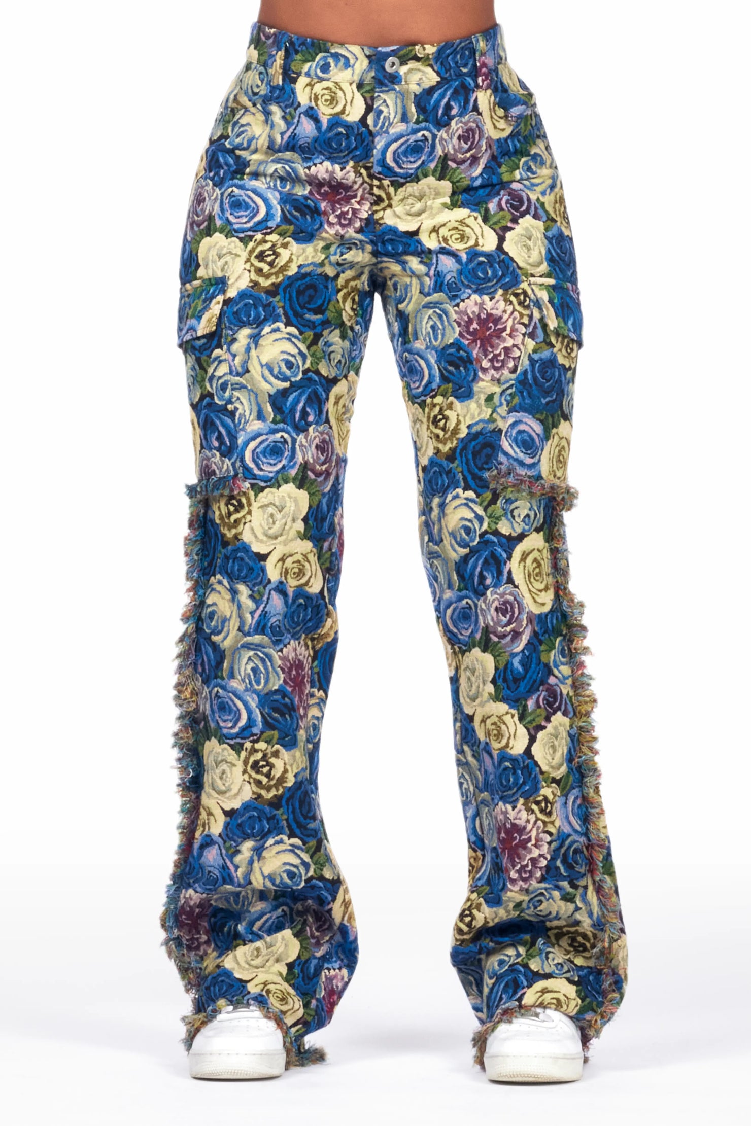 Darresha Blue Floral Tapestry Stacked Pant