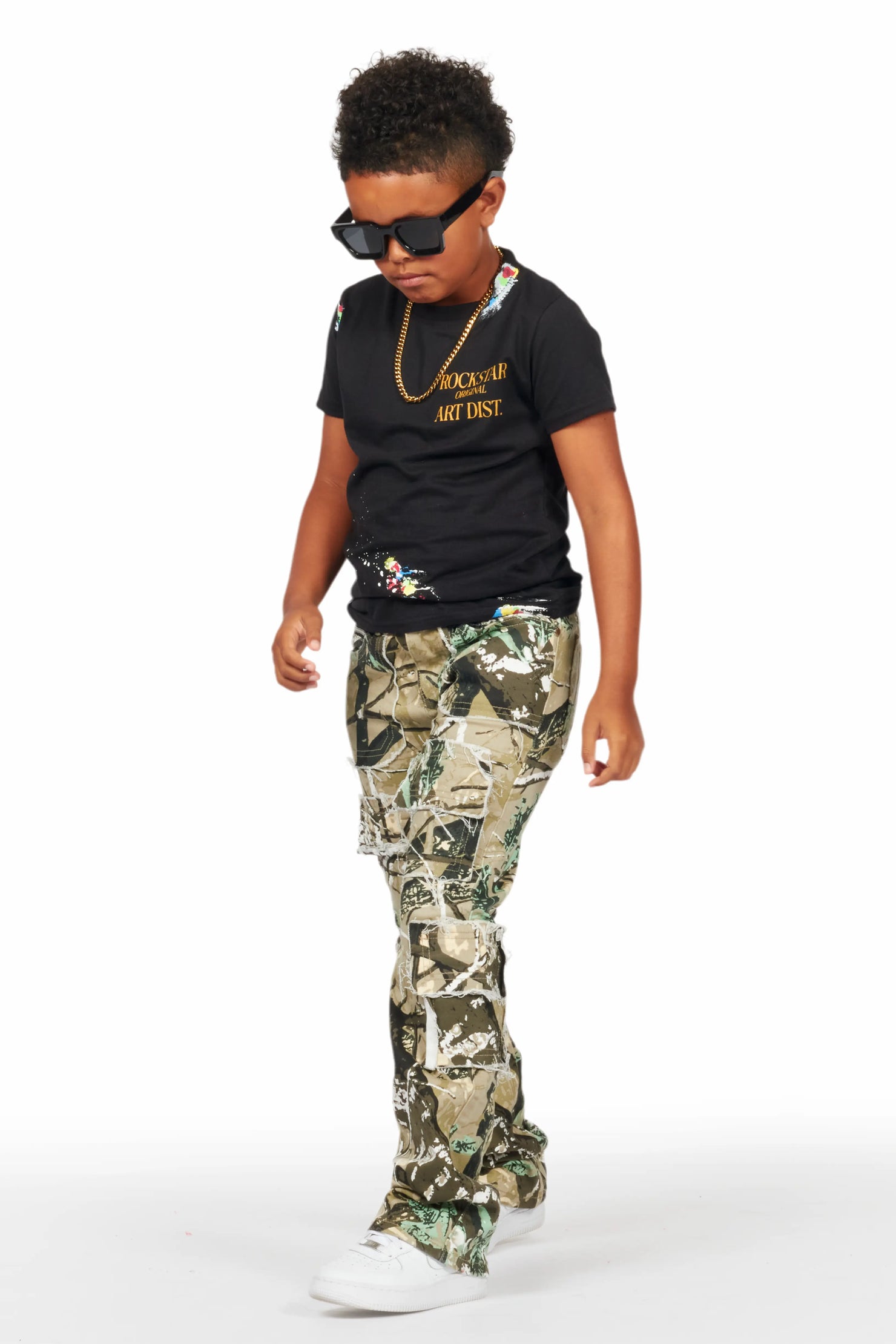 Boys Adril Tree Camo Skinny Fit Cargo Jean