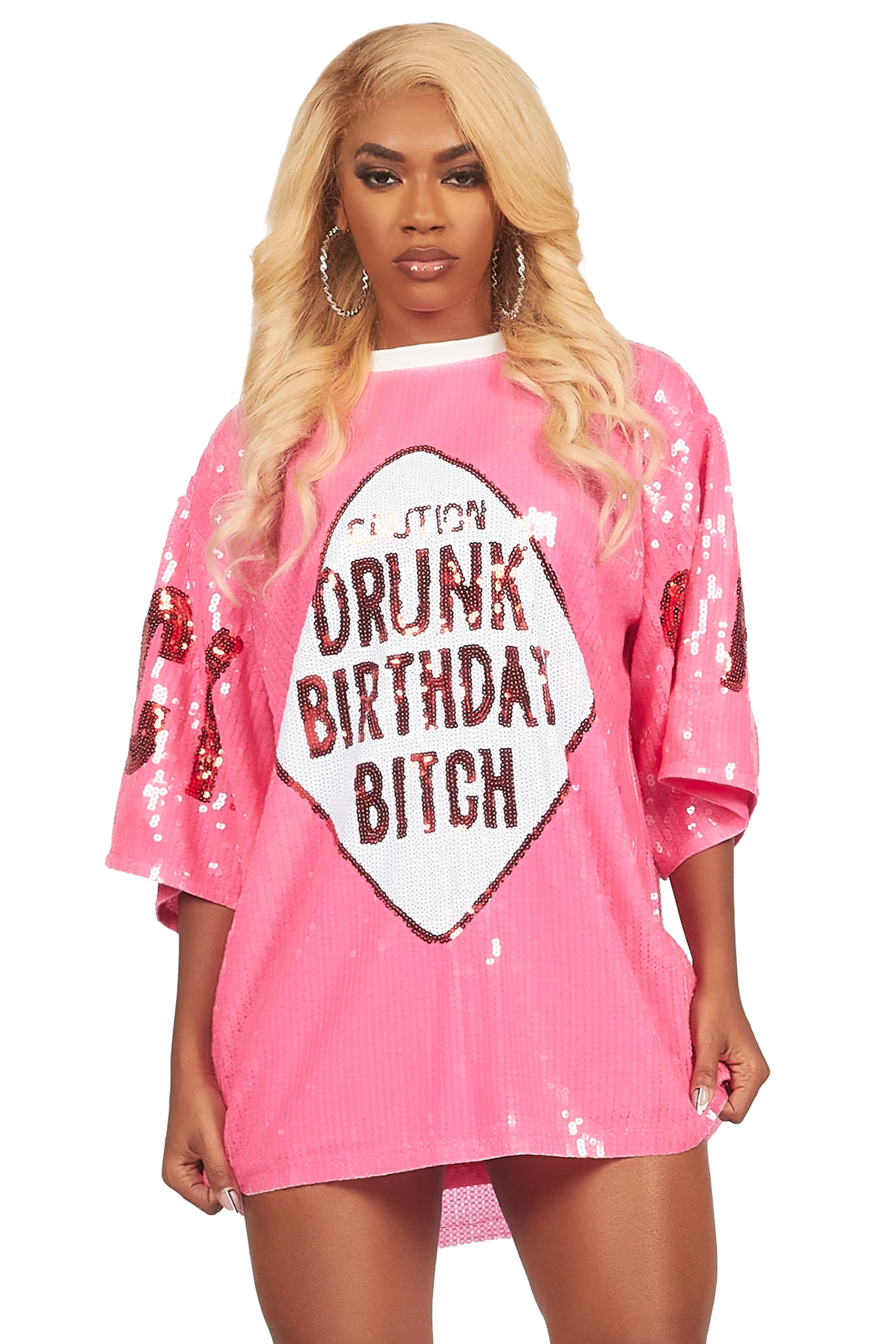 Birthday Bitch Pink Sequin Mini Dress