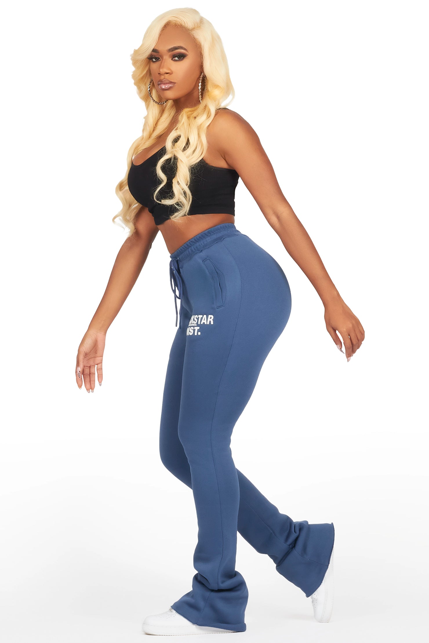 Juliana Navy Super Stacked Track Pant