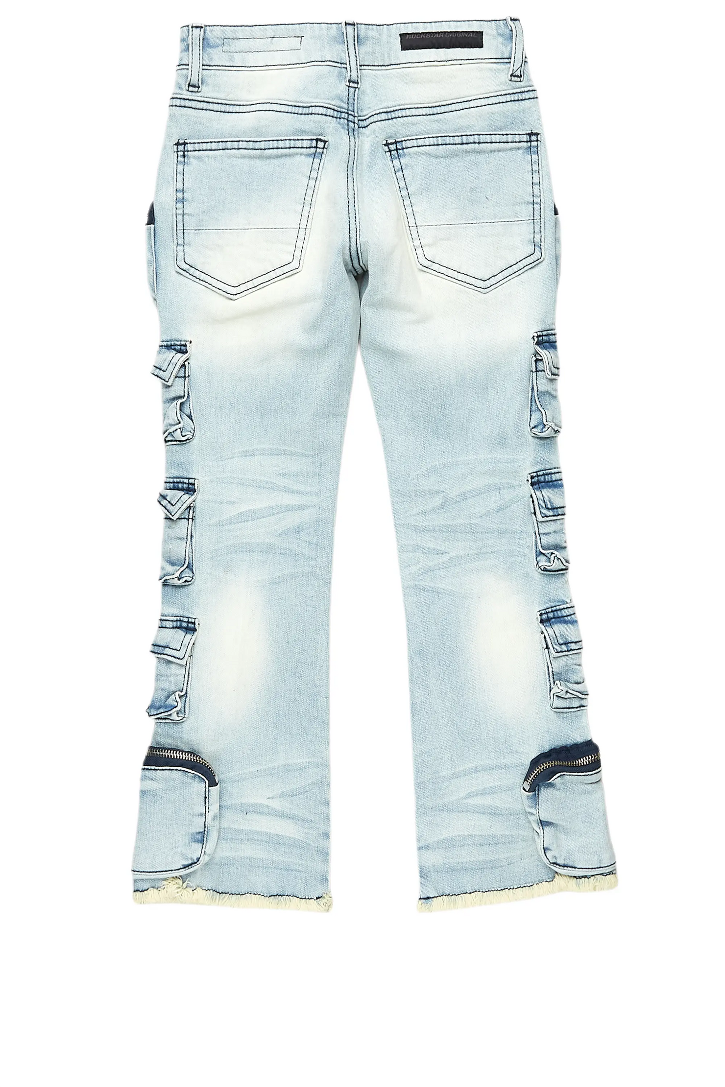 Boys Konrad Light Blue Cargo Stacked Flare Jean