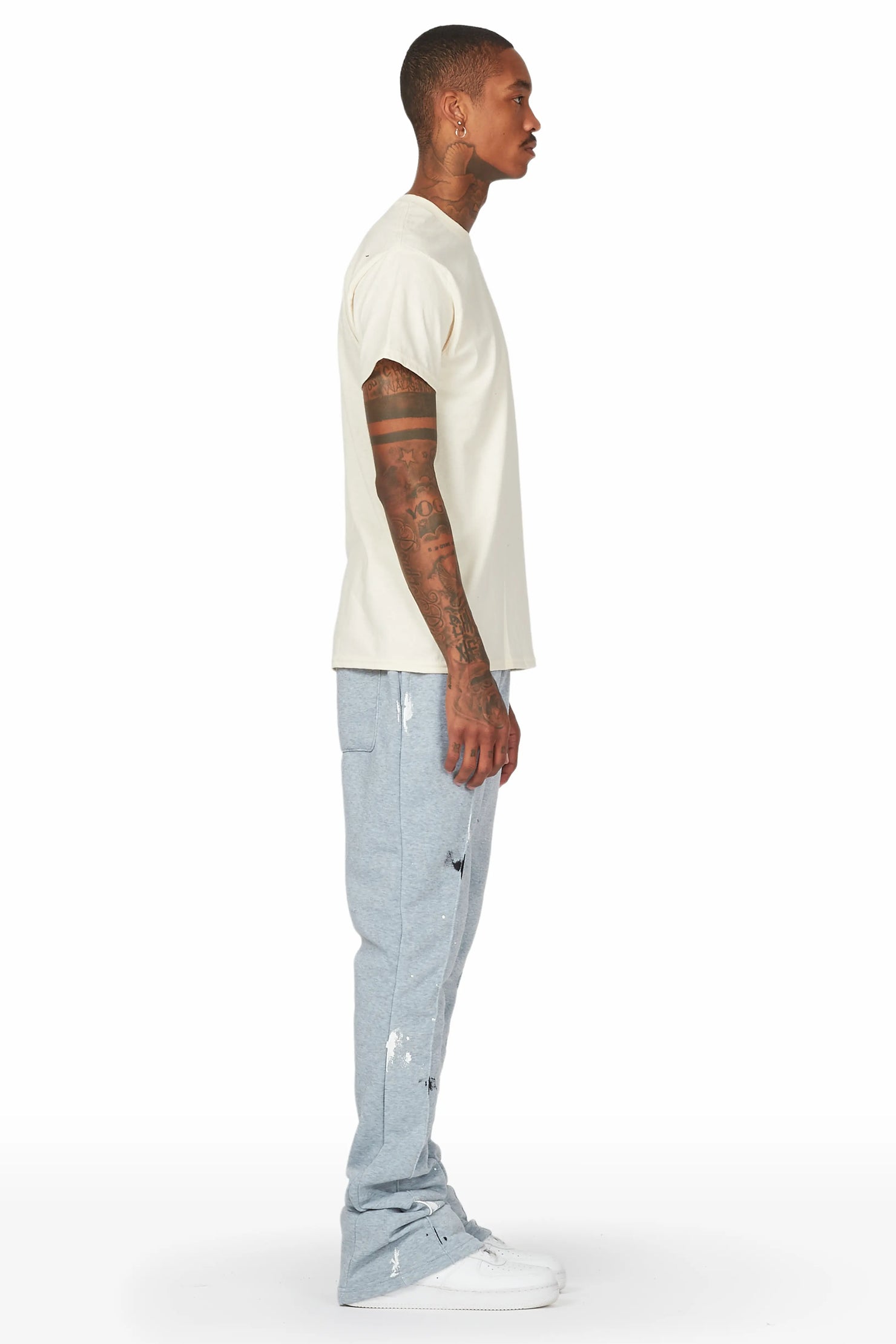 Austin Heather Grey Patchwork Stacked Flare Pants