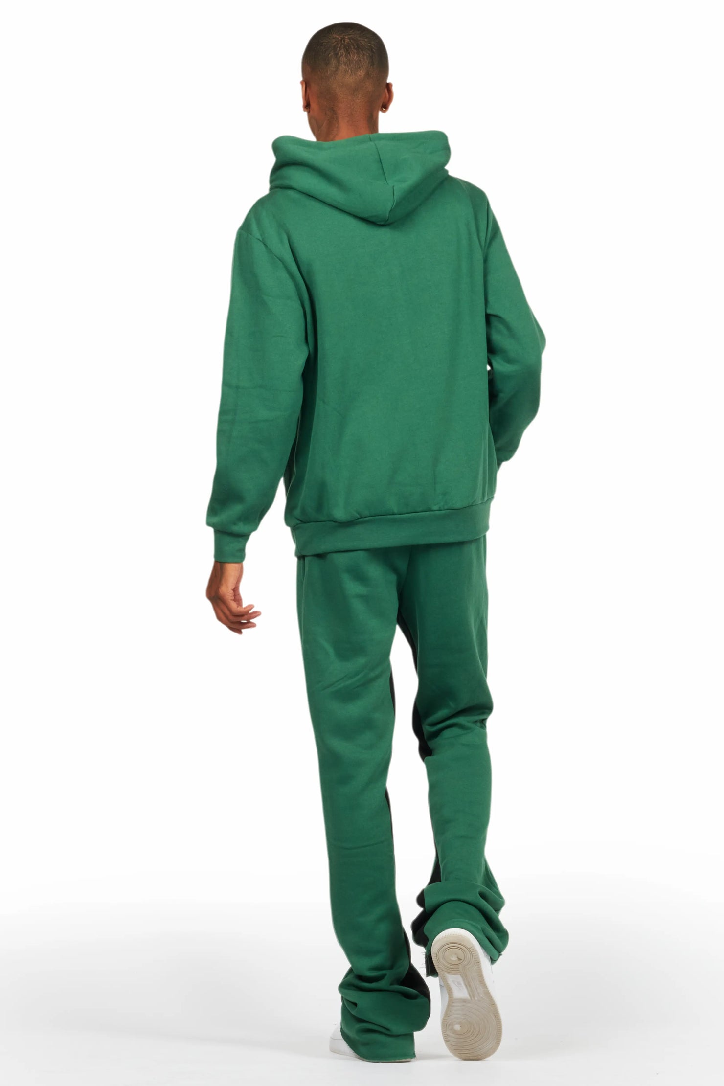 Mallor Green Baggy Stacked Hoodie Track Set