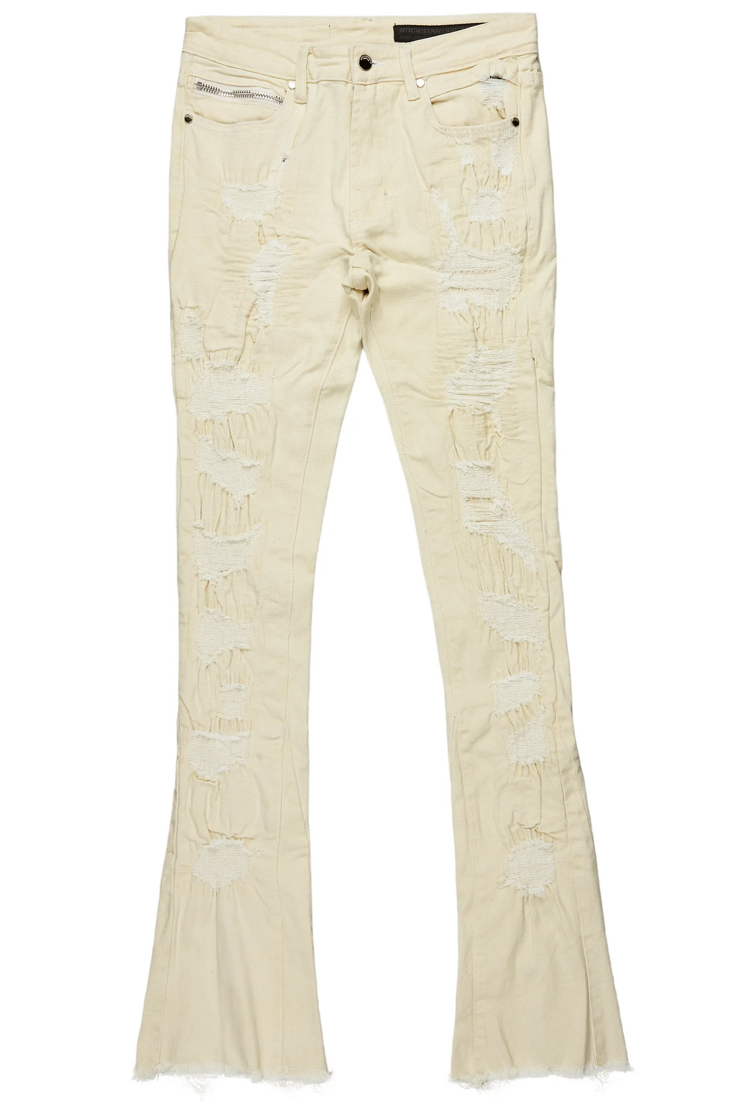 Sigmund Beige Stacked Flare Jean