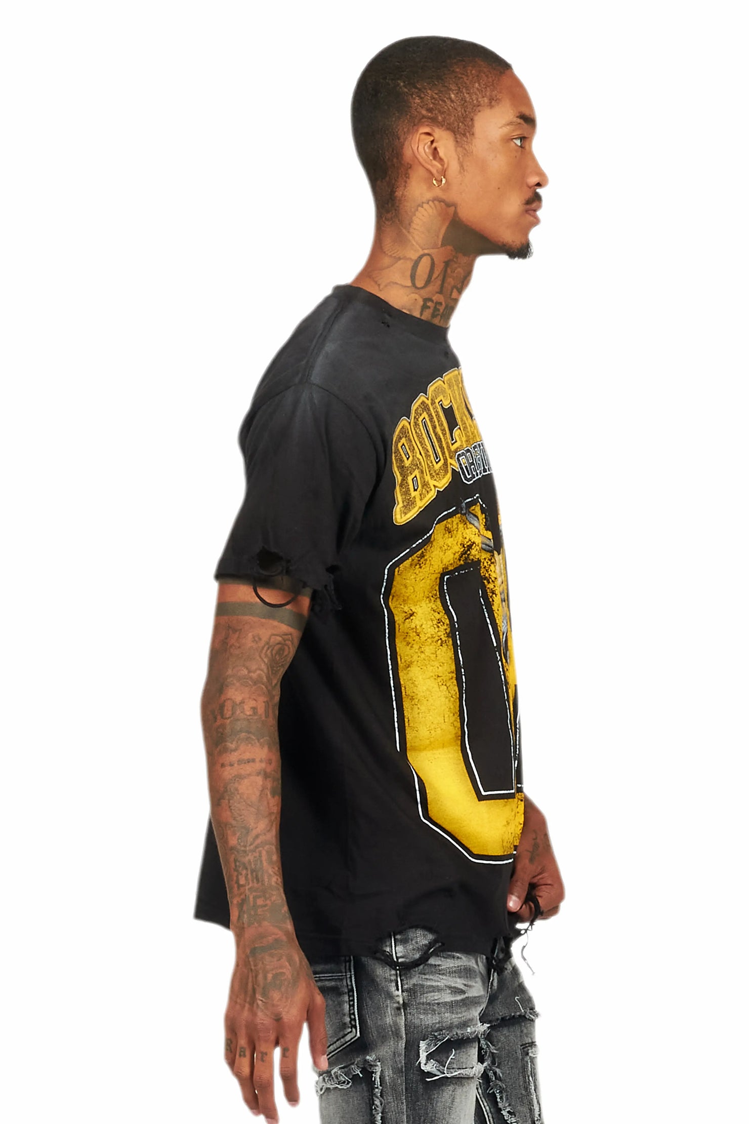 Fields Black/Yellow Oversized Graphic T-Shirt