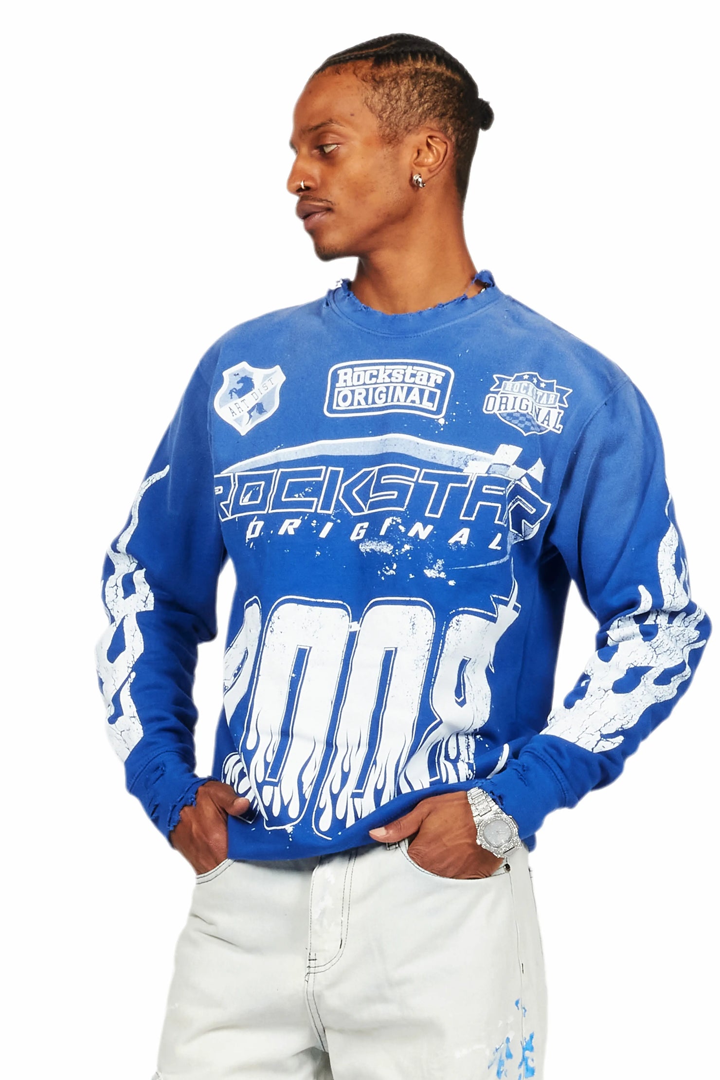 Amos Royal Blue Graphic Crewneck