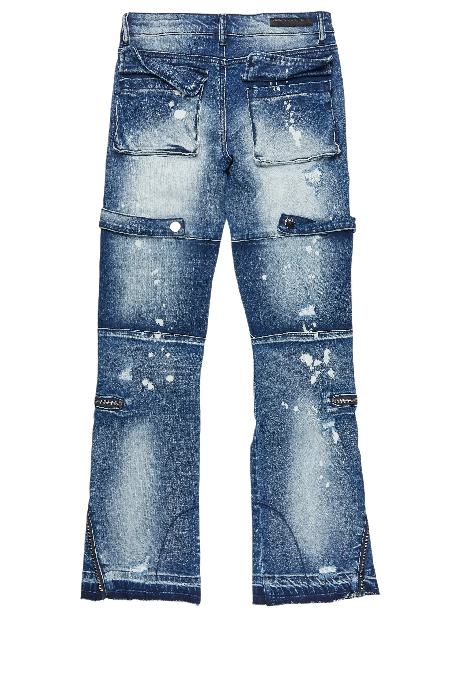 Girls Grib Blue Bleach Baggy Jeans