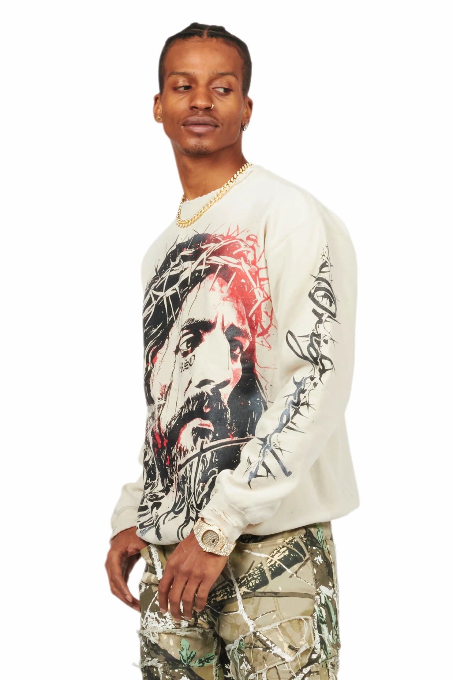 Bedros Beige Graphic Crewneck