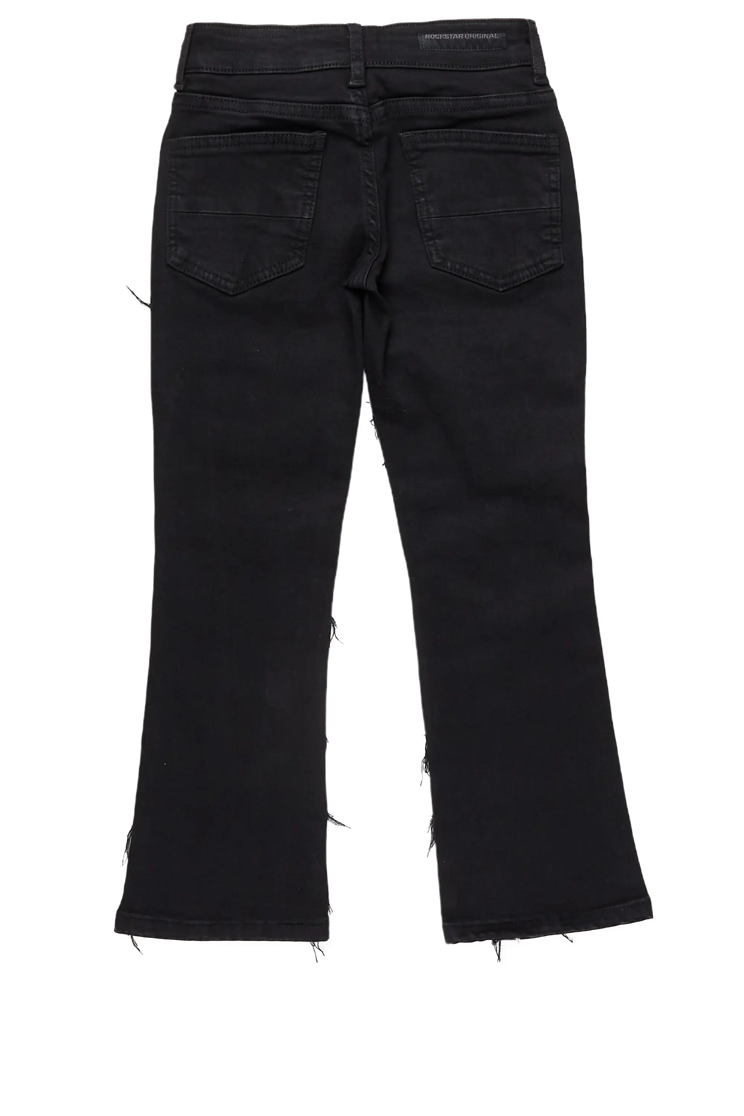 Boys Waylon Jet Black Stacked Flare Frayed Jean