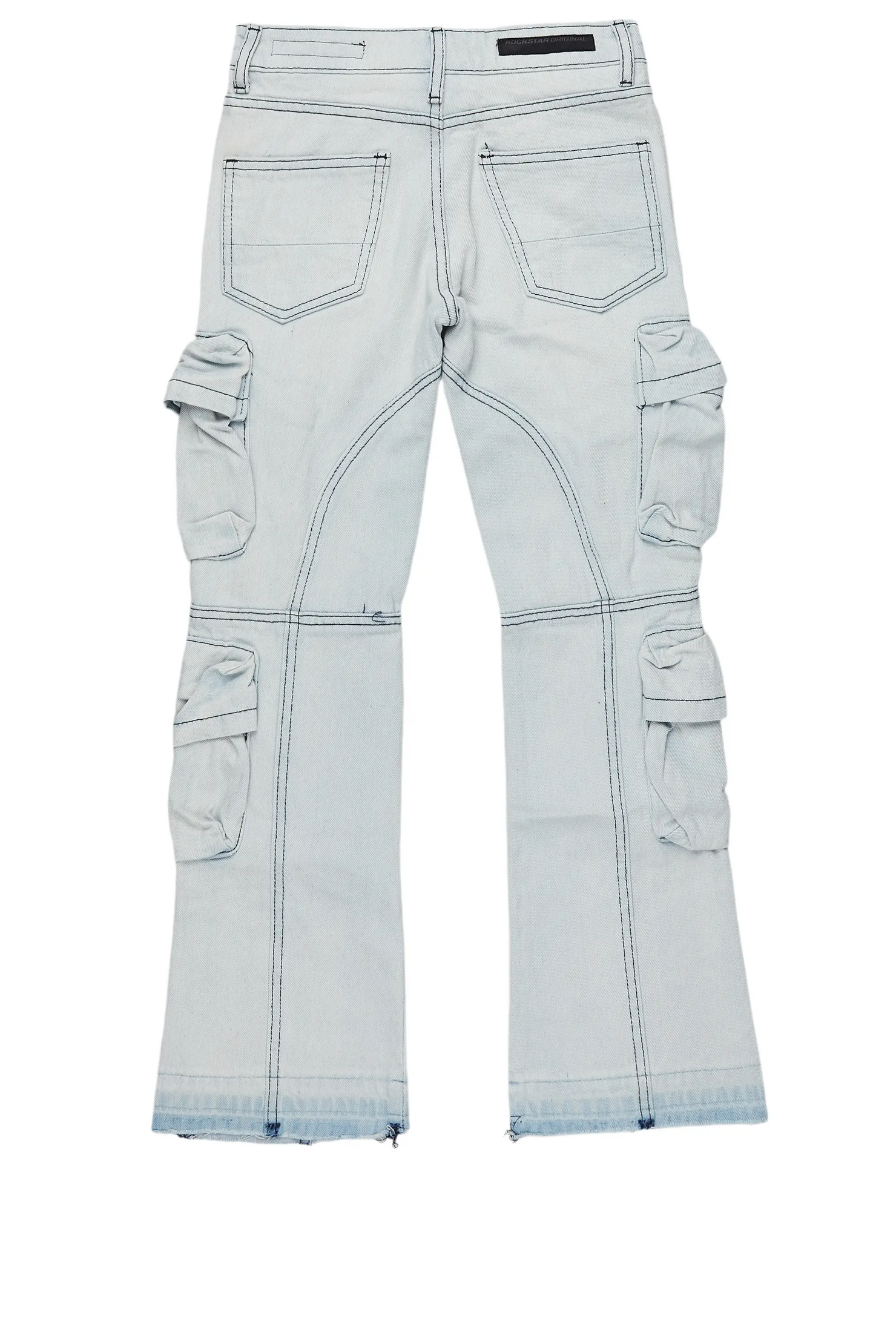 Boys Gregor Blue Stacked Flare Cargo Jean