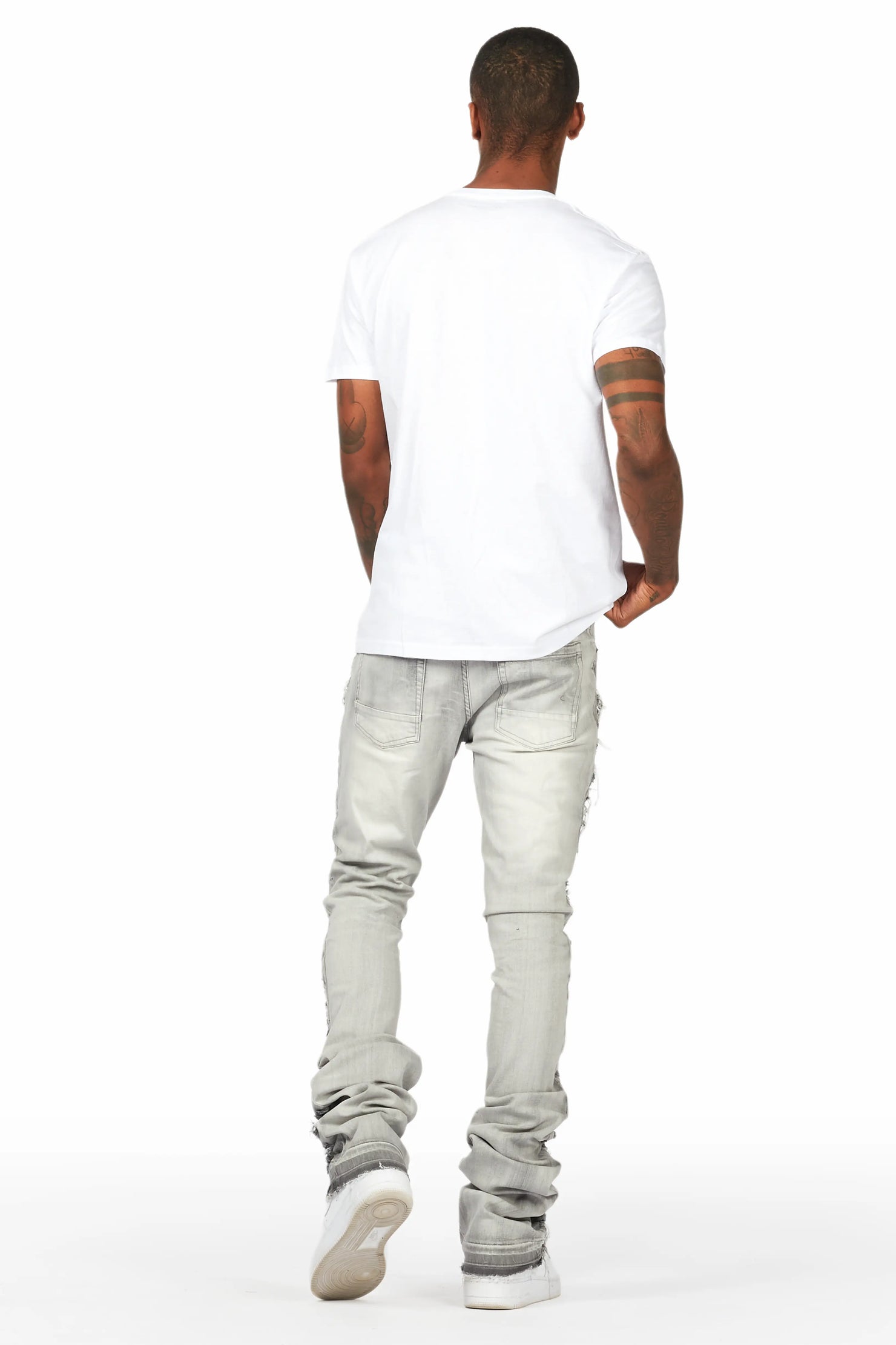 Frago White/Grey T-Shirt Stacked Flare Jean Bundle