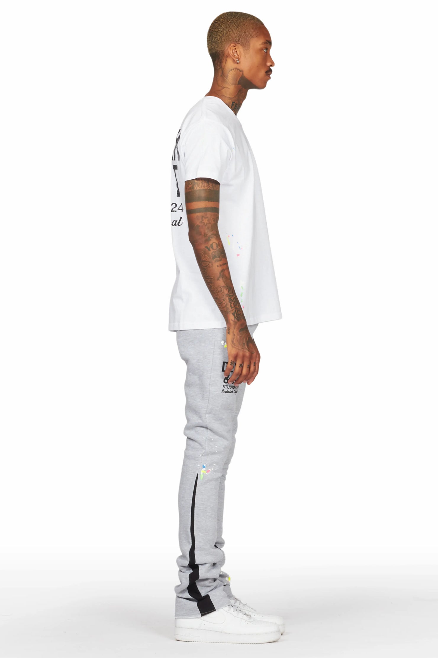 Mancha White/Grey T-Shirt Stacked Flare Track Set