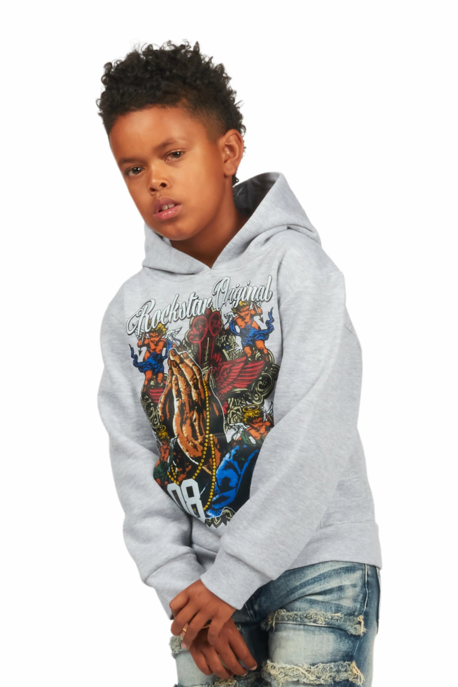 Boys Jaylen Grey Graphic Hoodie