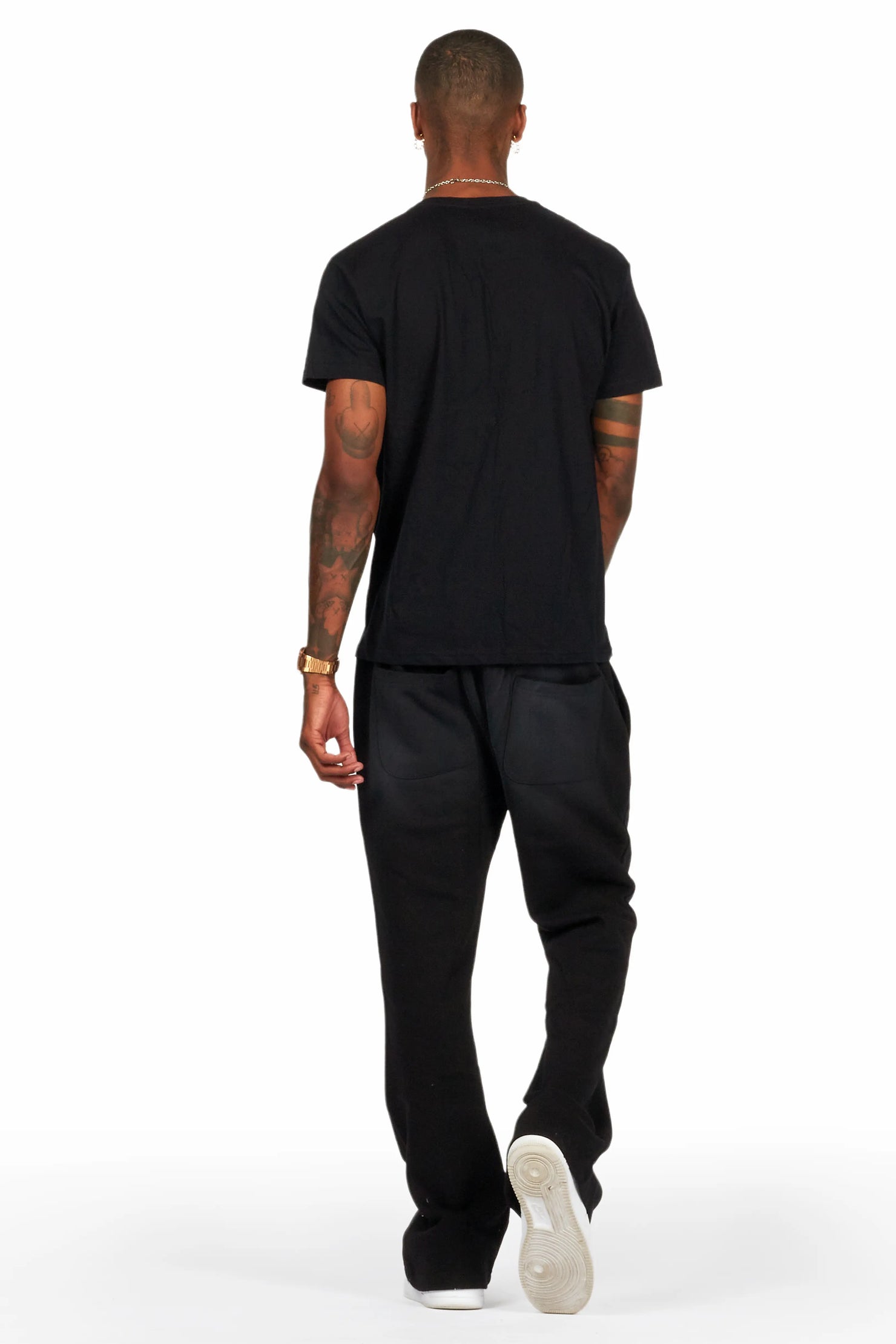 Hasim Black T-Shirt/Stacked Flare Track Set