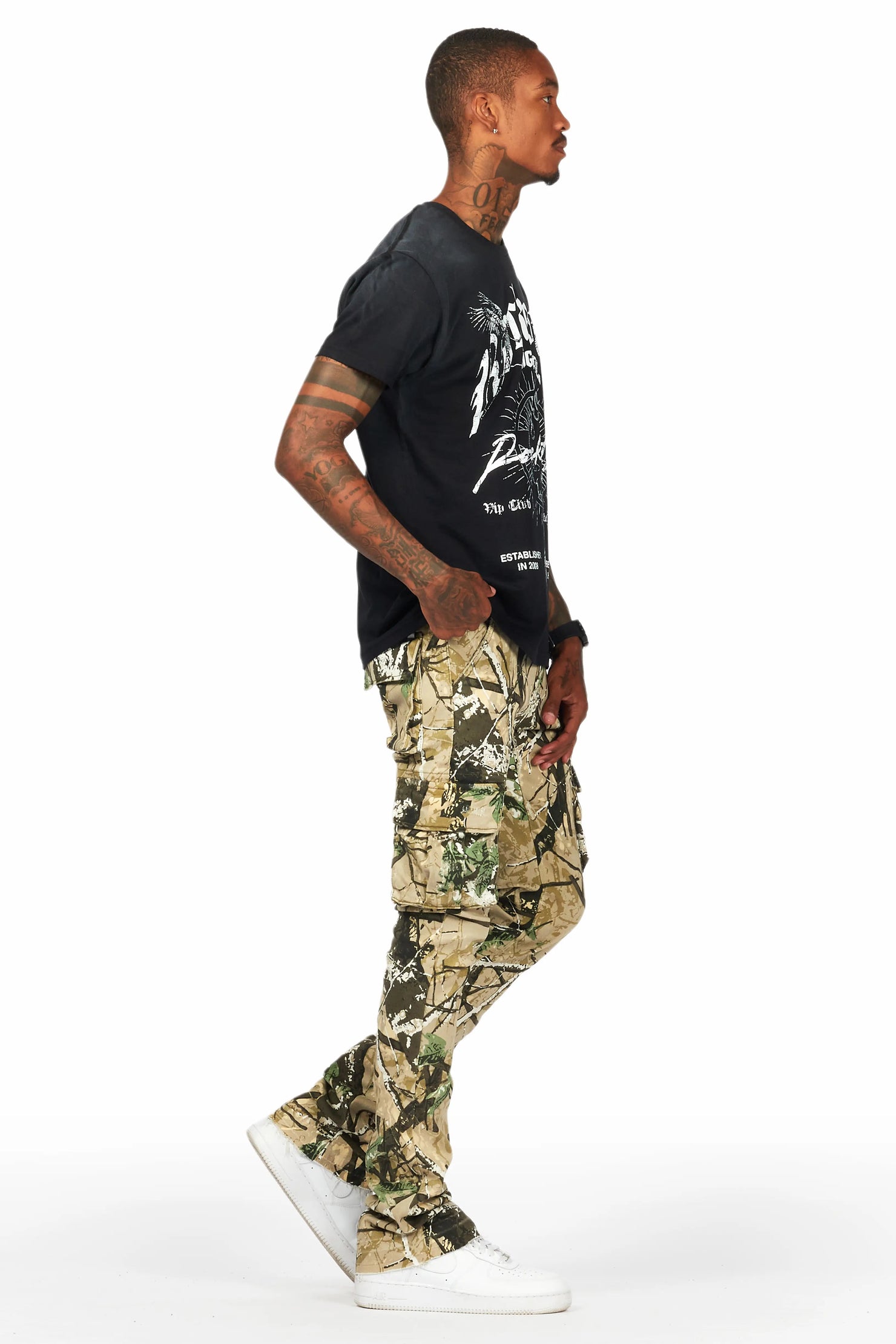 Kirrem Tree Camo Stacked Flare Jean