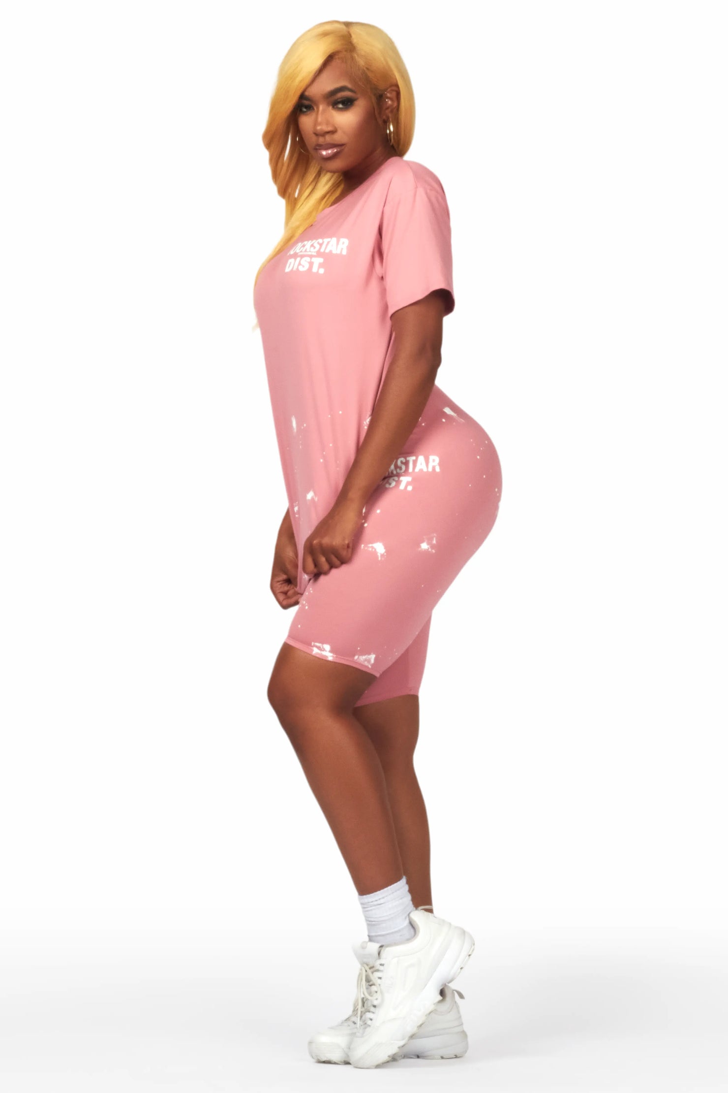 Living For It Light Pink Bike Short Set