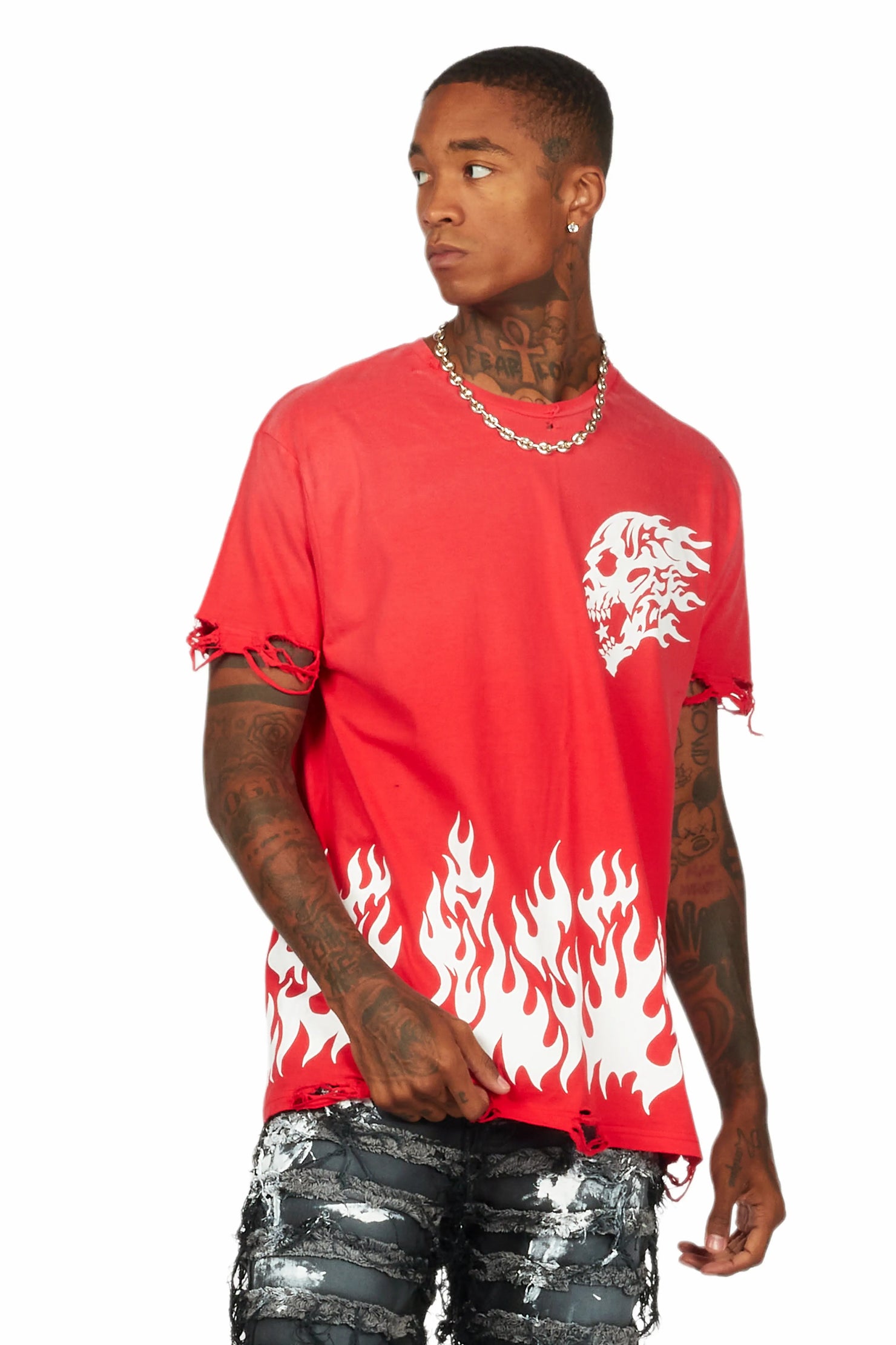 Bubble Red Oversized Graphic T-Shirt