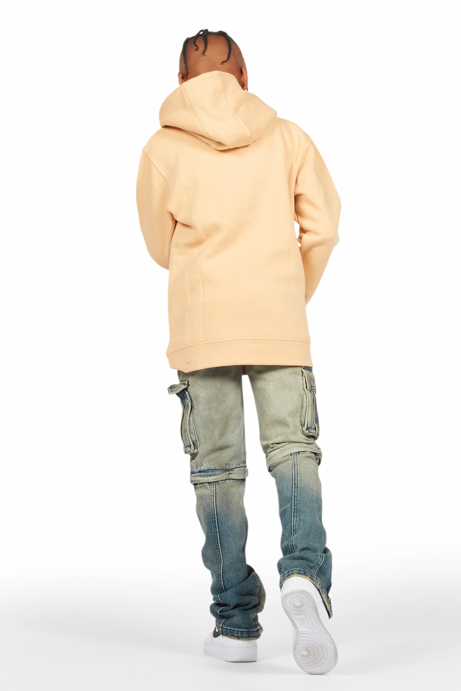 Boys Hayes Beige Hoodie/Stacked Flare Jean Set