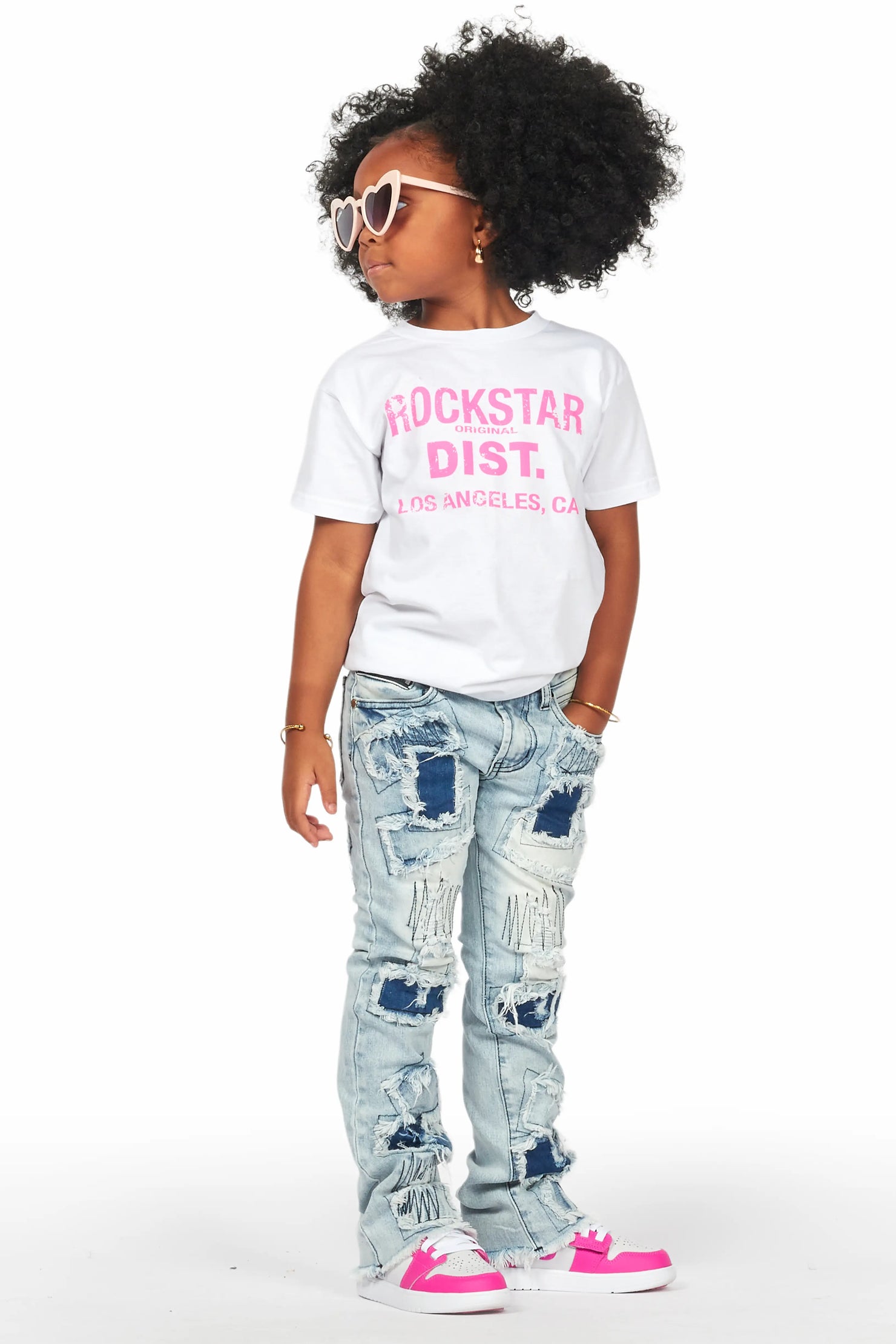 Girls Camie Blue Stacked Flare Jean