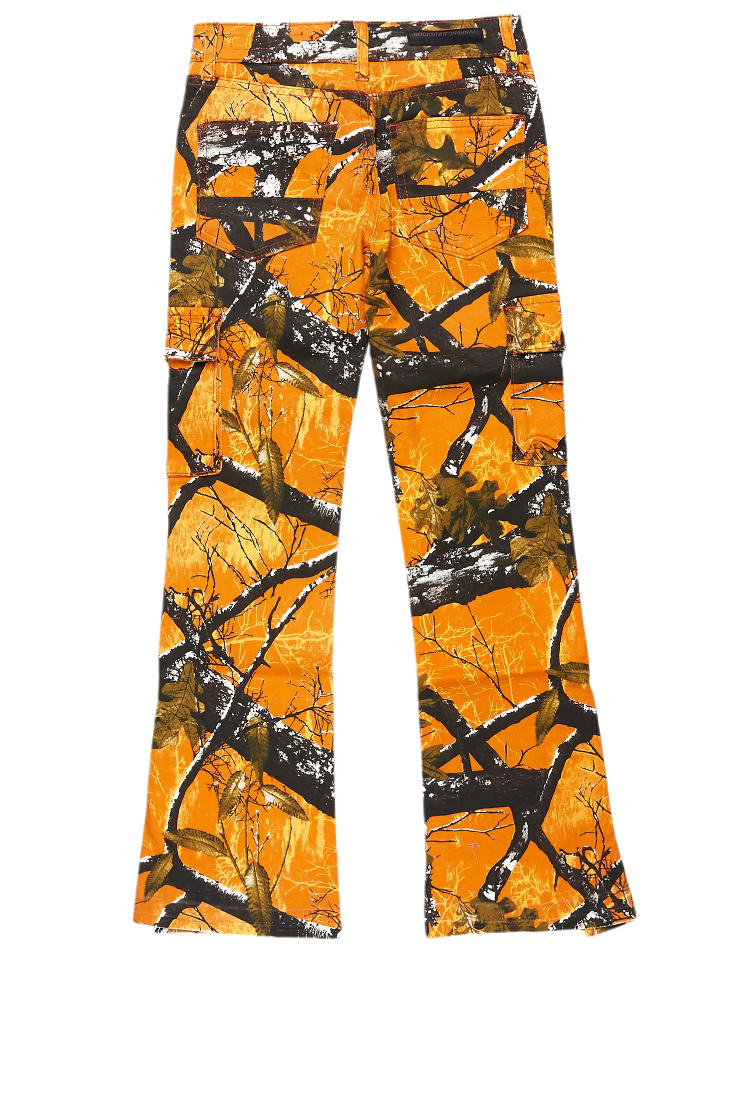 Boys Waage Orange Tree Camo Stacked Flare Cargo Jean