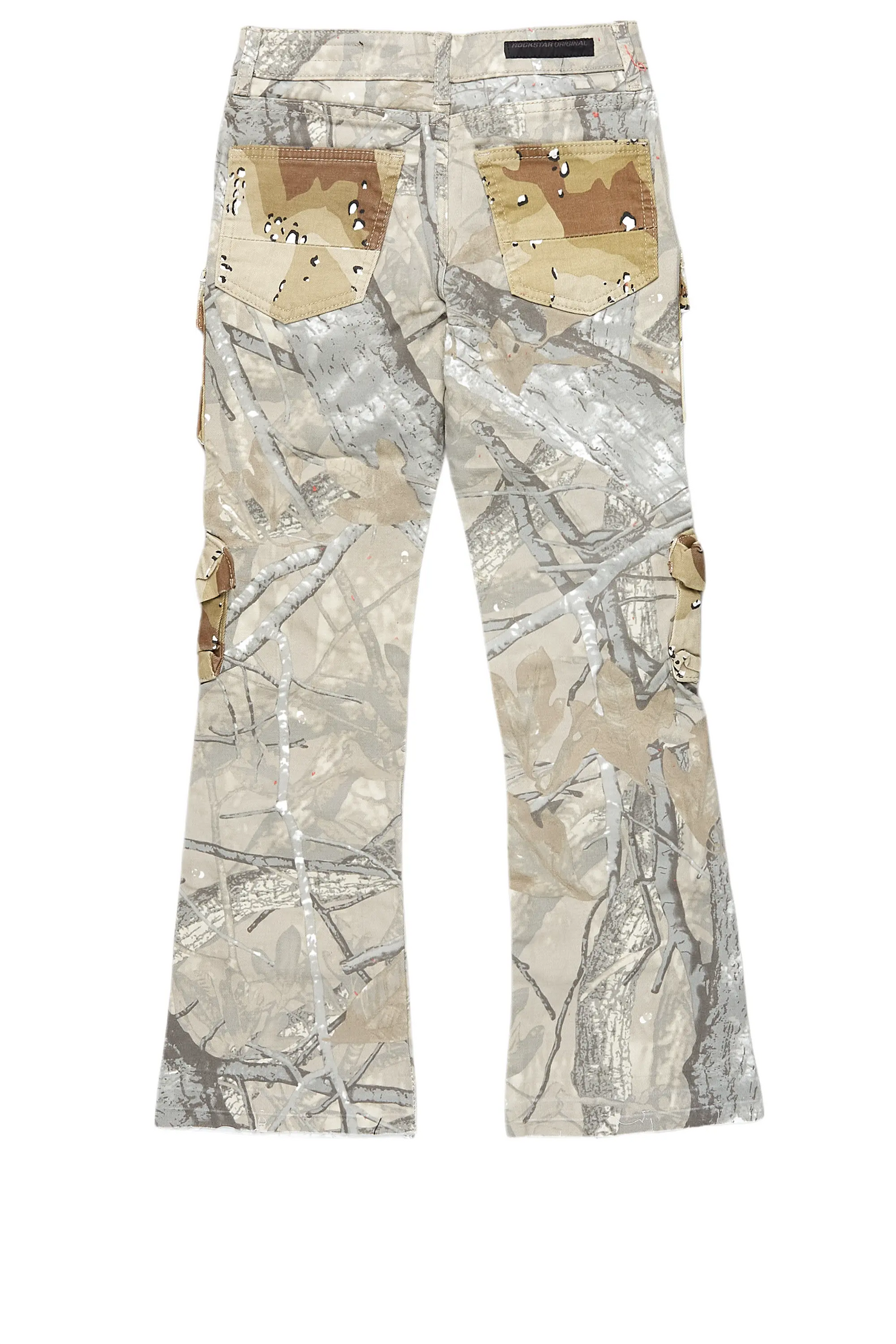 Boys Yves Tree Camo Stacked Flare Cargo Jean