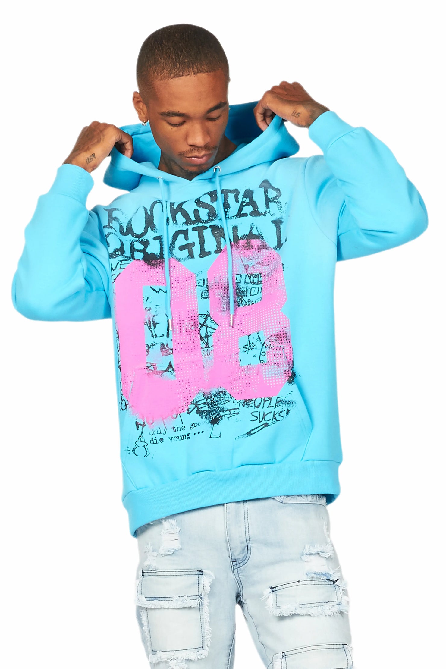 Addax Blue Graphic Hoodie