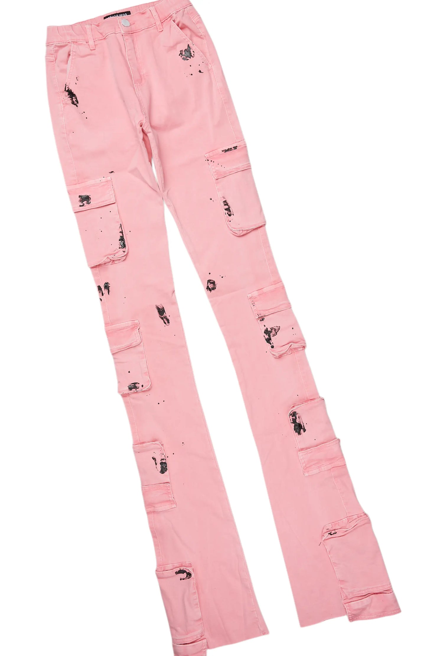 Kelony Grey/Pink Hoodie/Super Stacked Jean Set