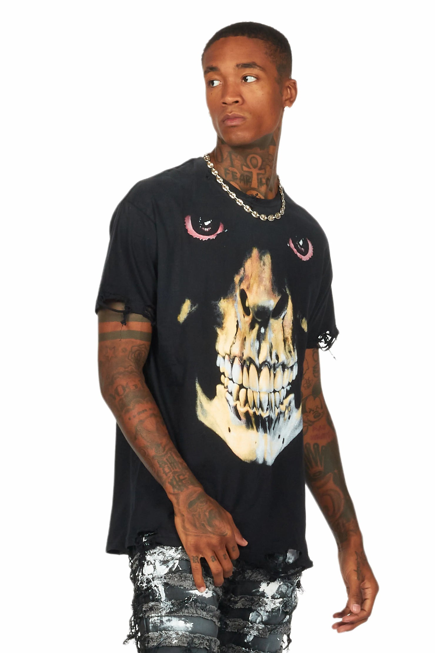 Dunebi Black Oversized Graphic T-Shirt