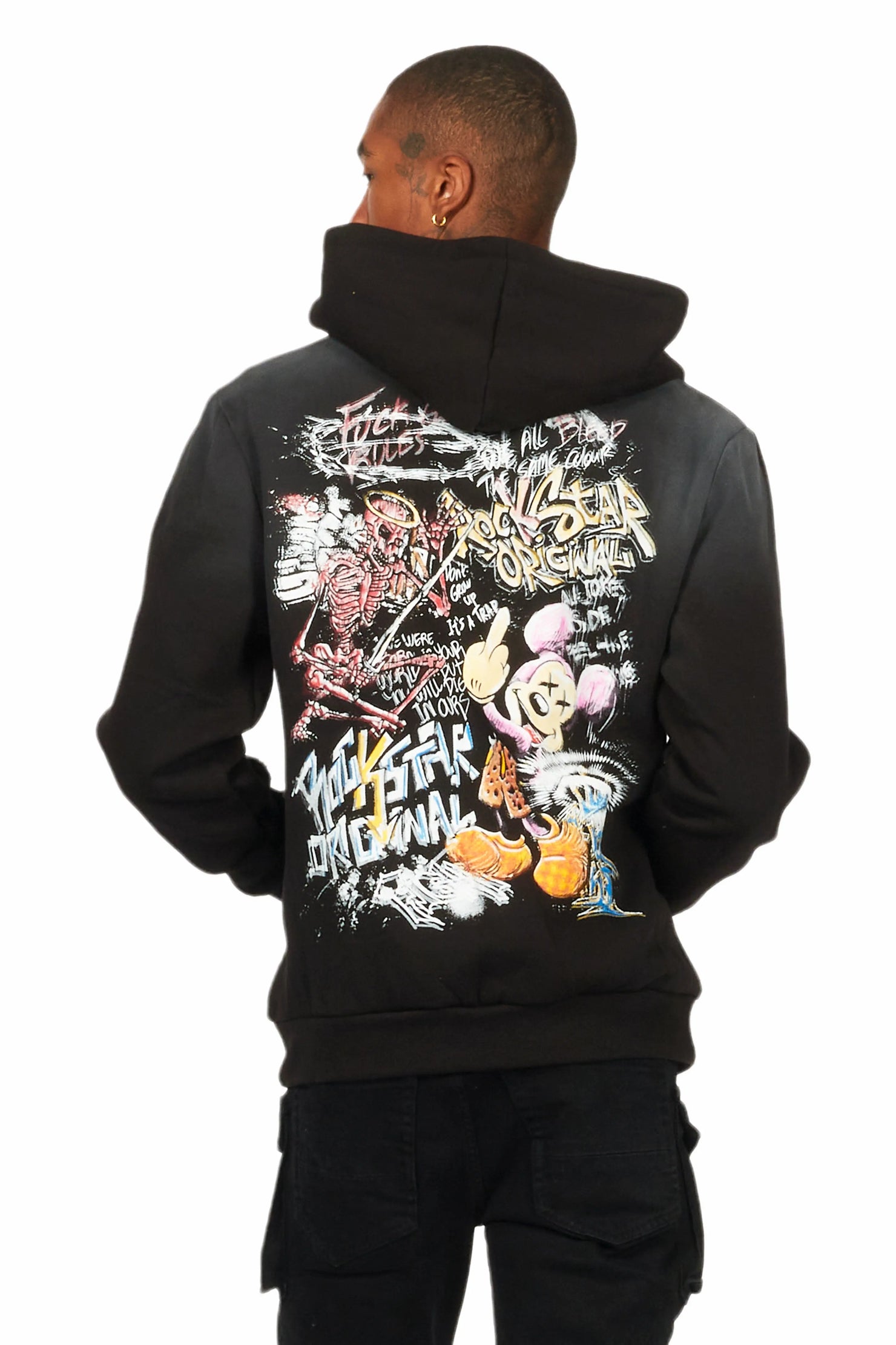 Yooz Black Graphic Hoodie