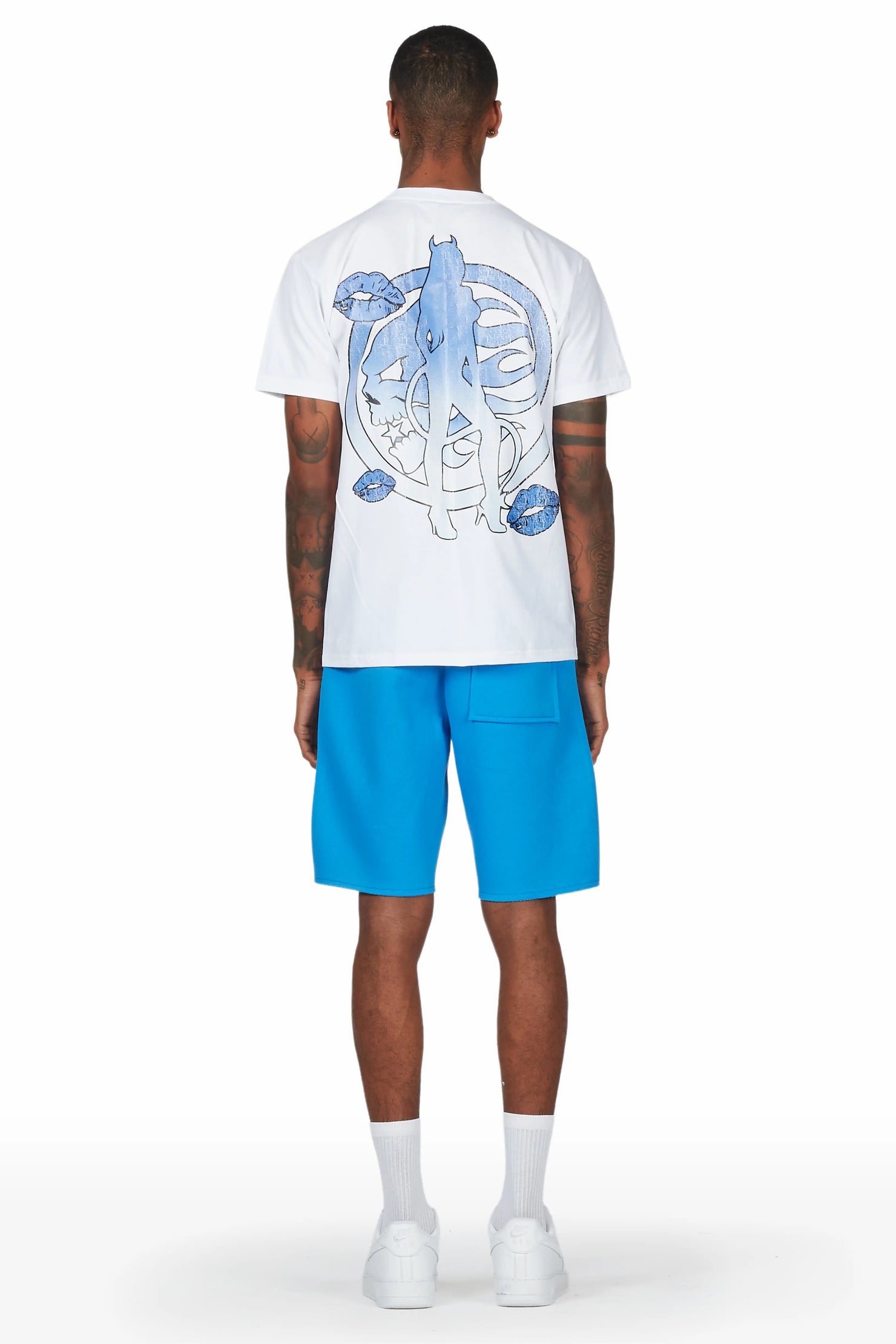 Gentlemen White/Blue T-Shirt Short Set