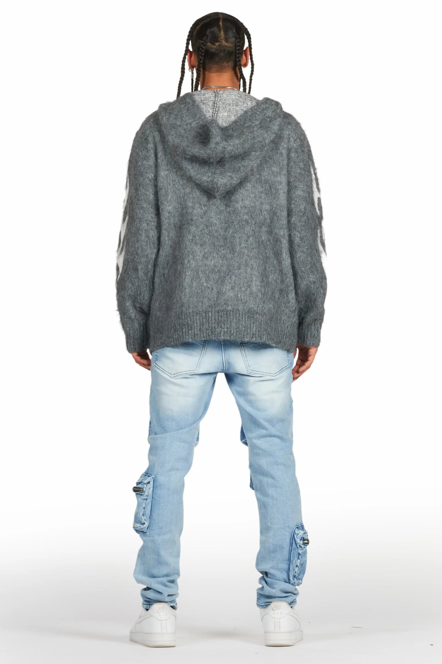 Hakon Grey Graphic Knitted Mohair Hoodie