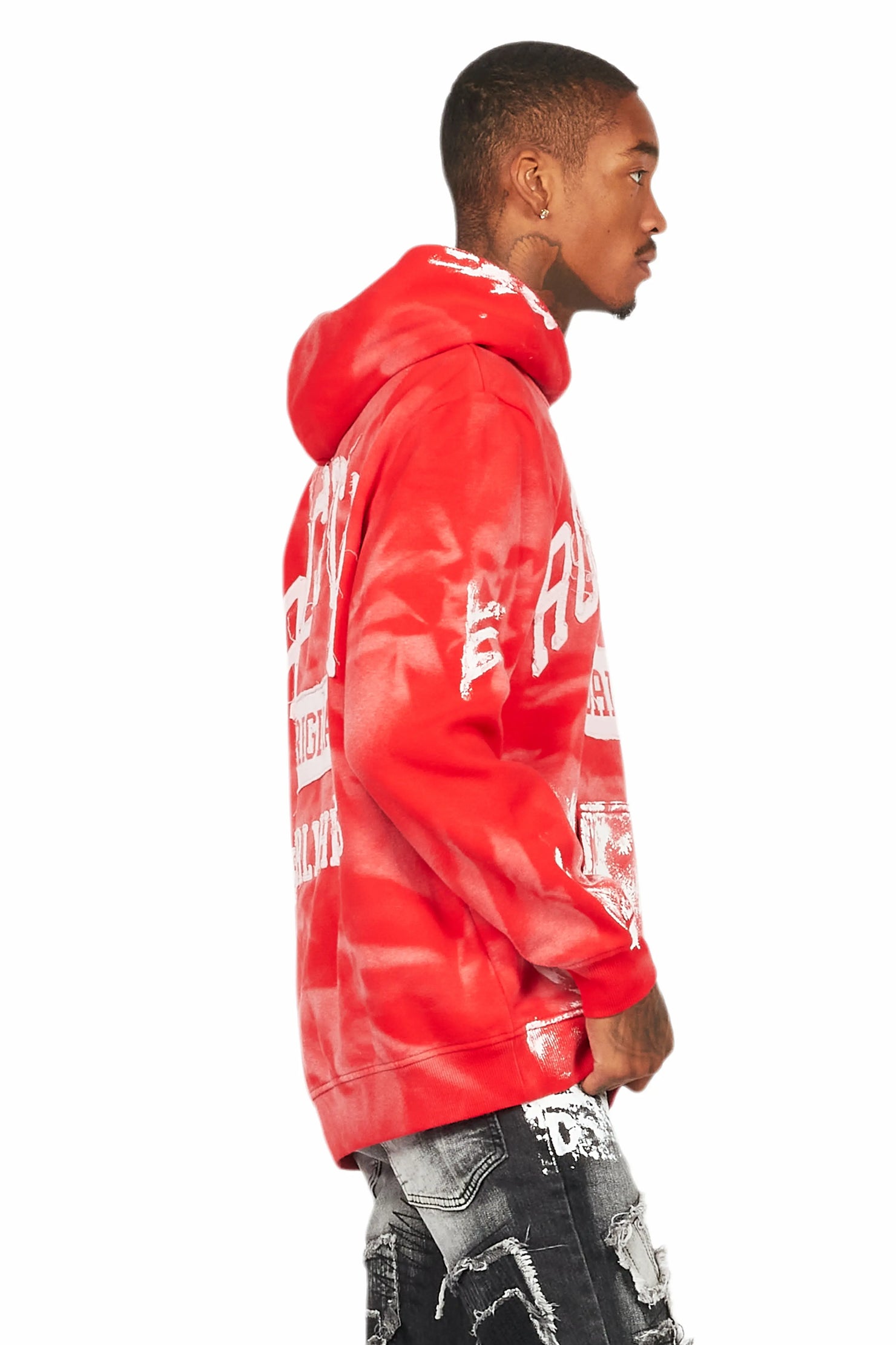 Karlo Red Graphic Painter Hoodie