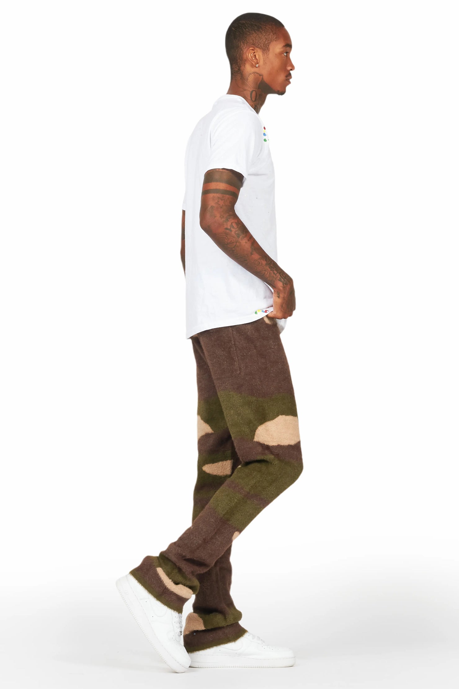 Rabi Camo Green Knitted Mohair Pants