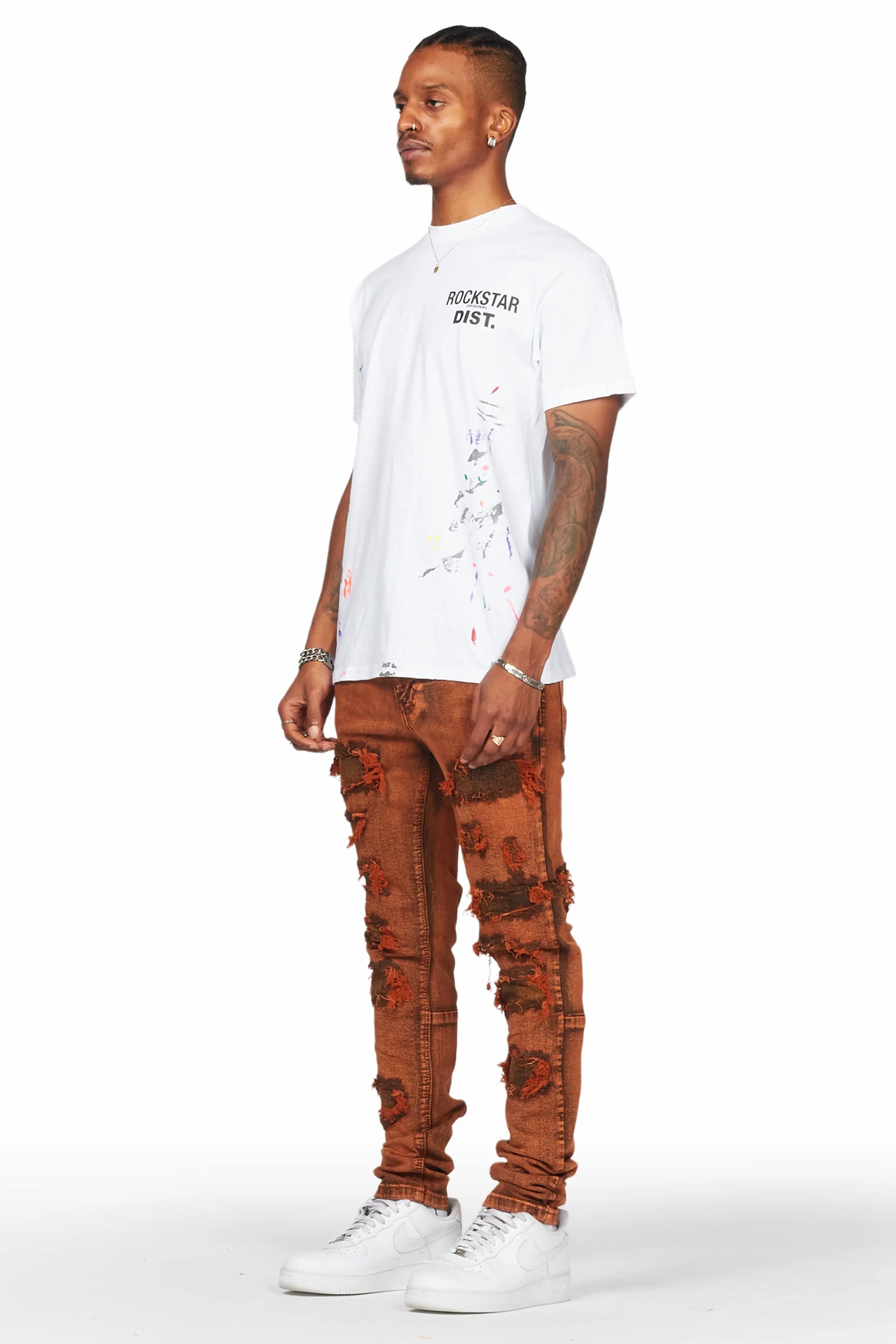 Dalit Orange Under Patch Skinny Fit Jean