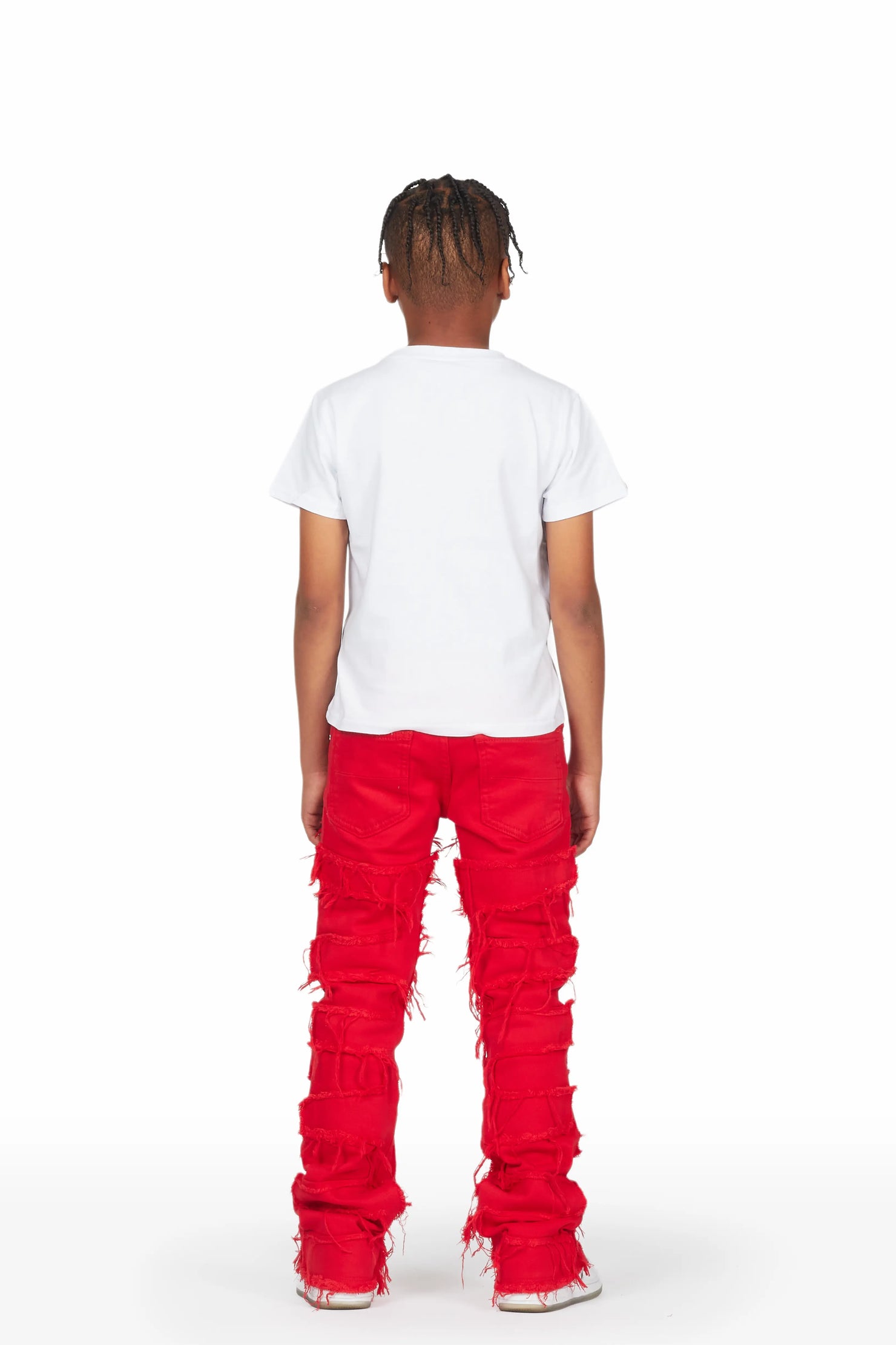 Boys Wizzurd White/Red T-Shirt/Stacked Flare Jean Set