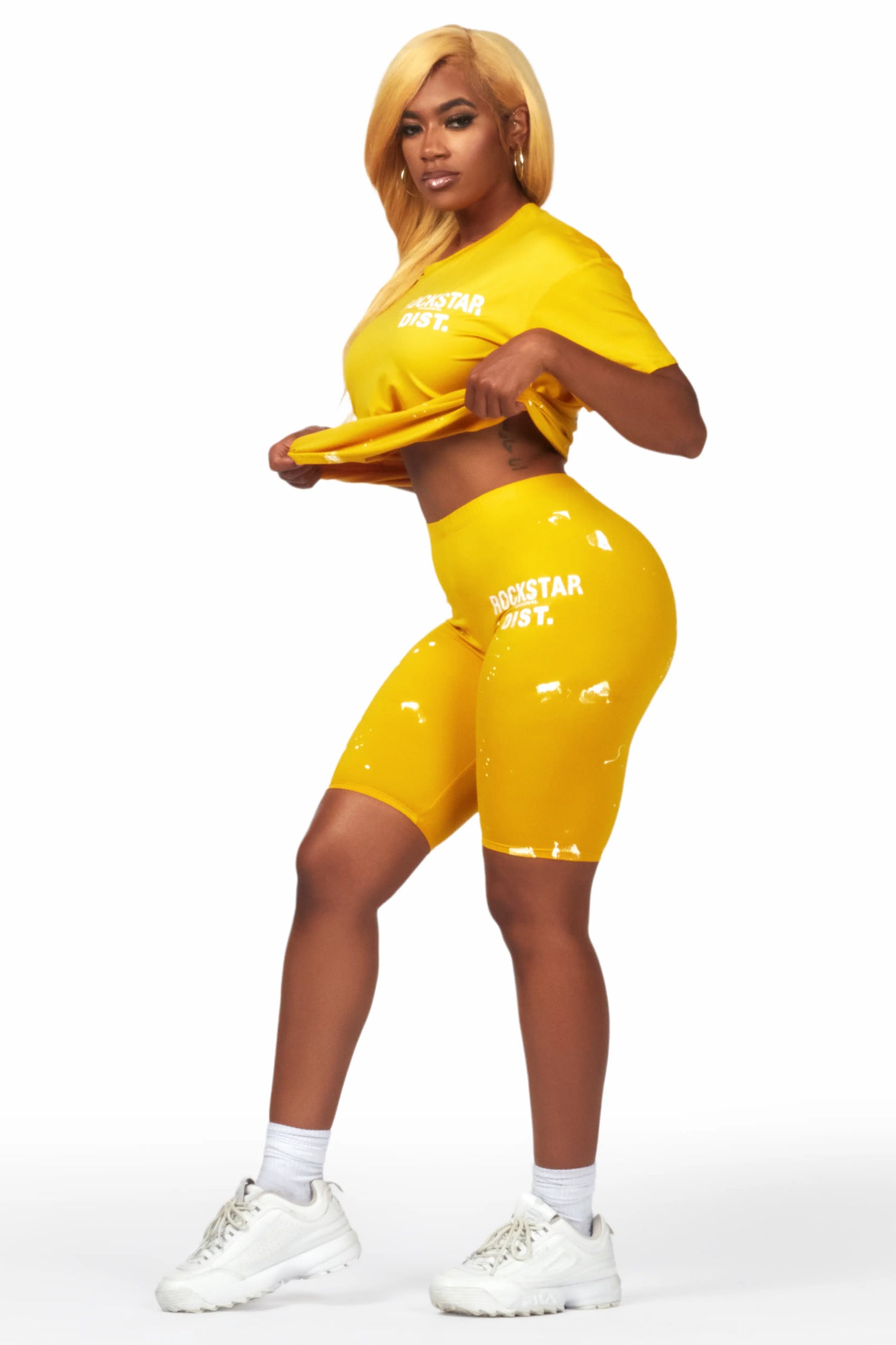 Living For It Gold Bike Short Set