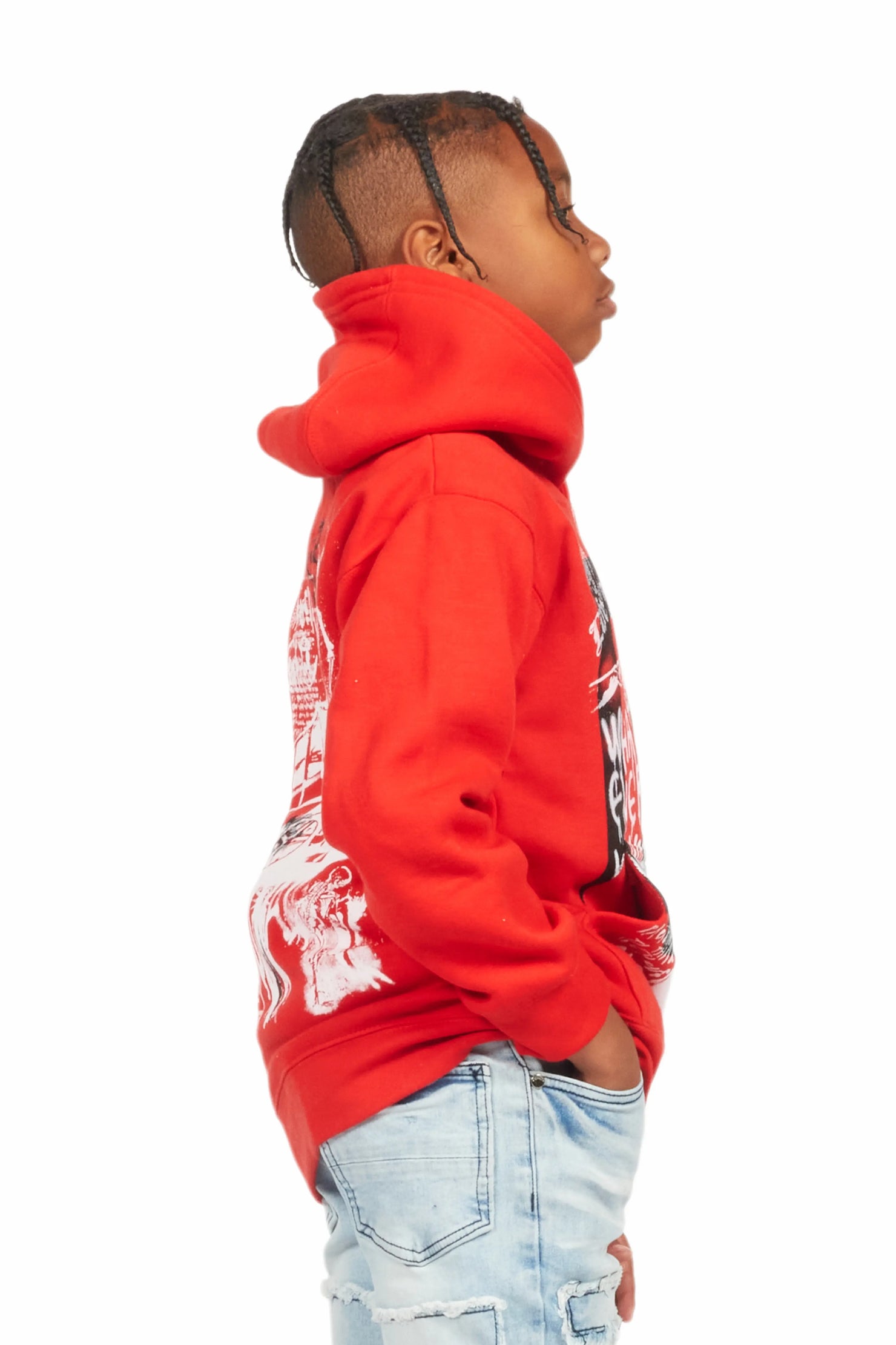 Boys Beau Red Graphic Hoodie