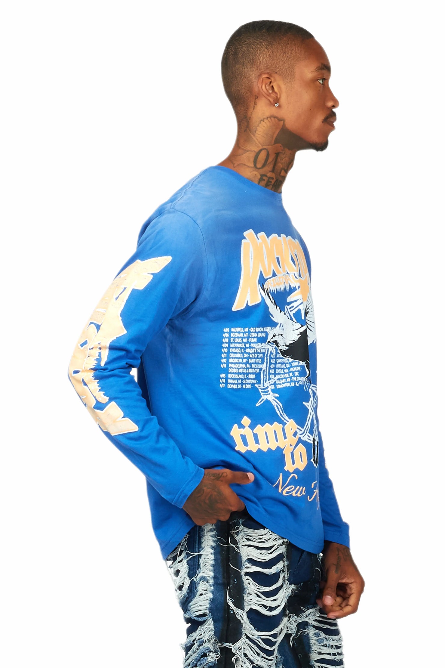 Burial Royal Blue Long Sleeve Graphic T-Shirt