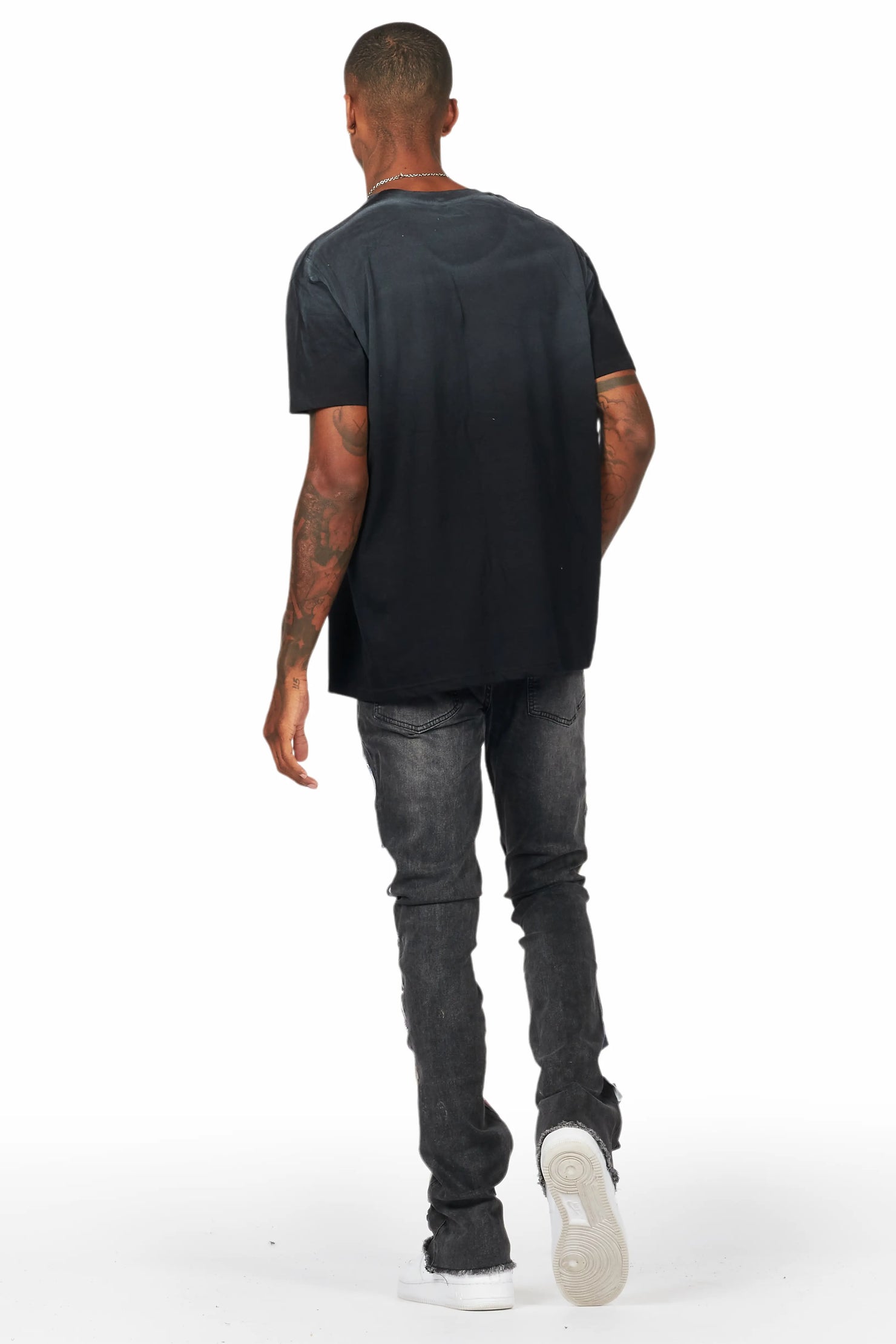 Espen Black Stacked Flare Jean