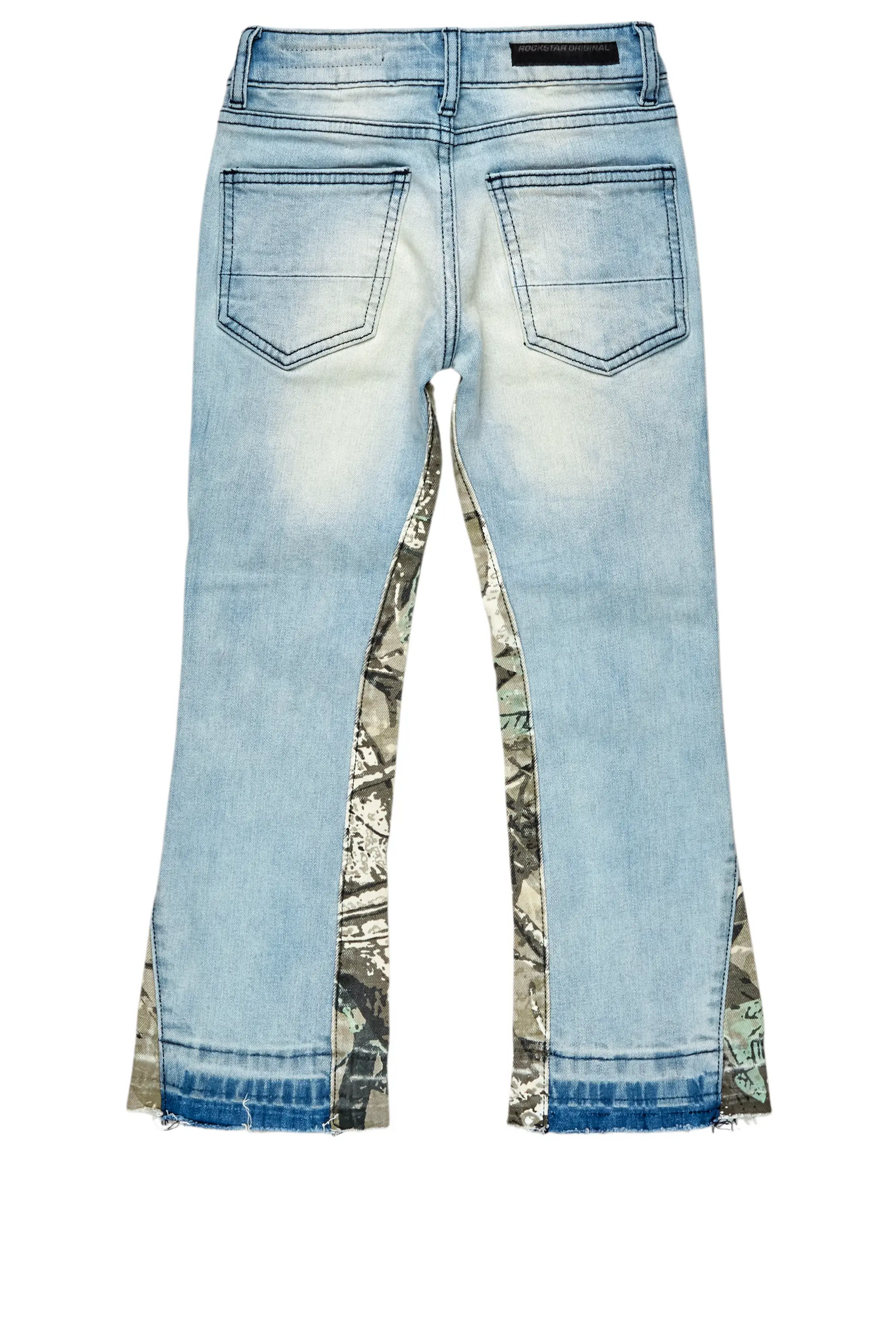 Boys Strass Blue Painted Stacked Flare Jean